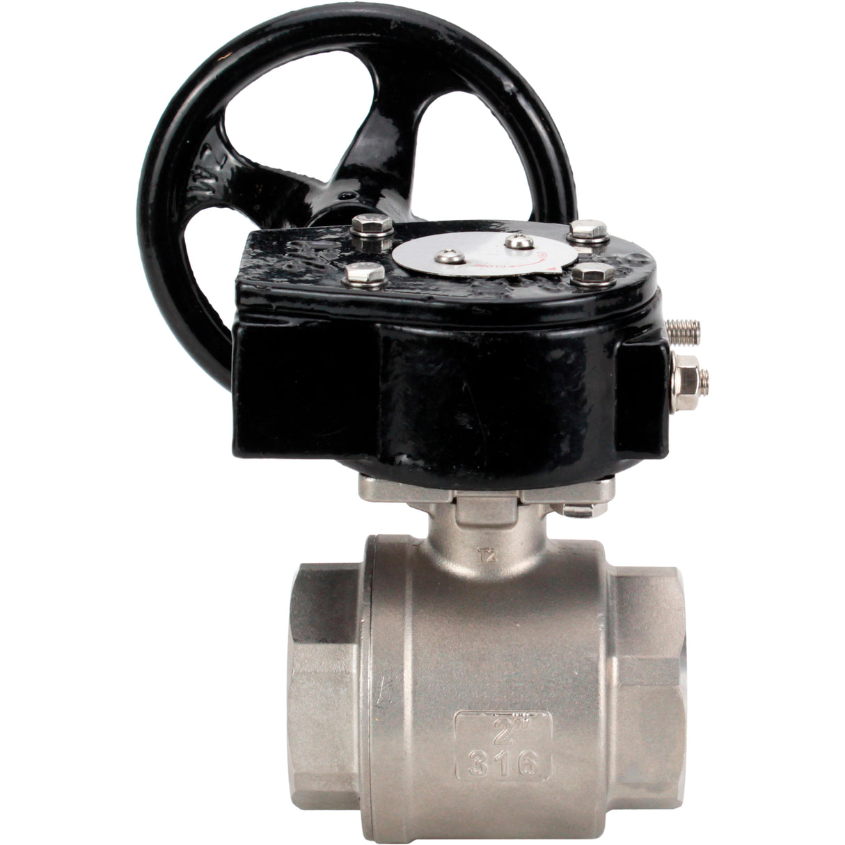 Kugelhahn aus Edelstahl Elephant kshmp316-elephant-rdn, Gehäusematerial - Edelstahl AISI 316, Kugelmaterial - Edelstahl AISI 316, Dichtung - PTFE, getriebegetrieben