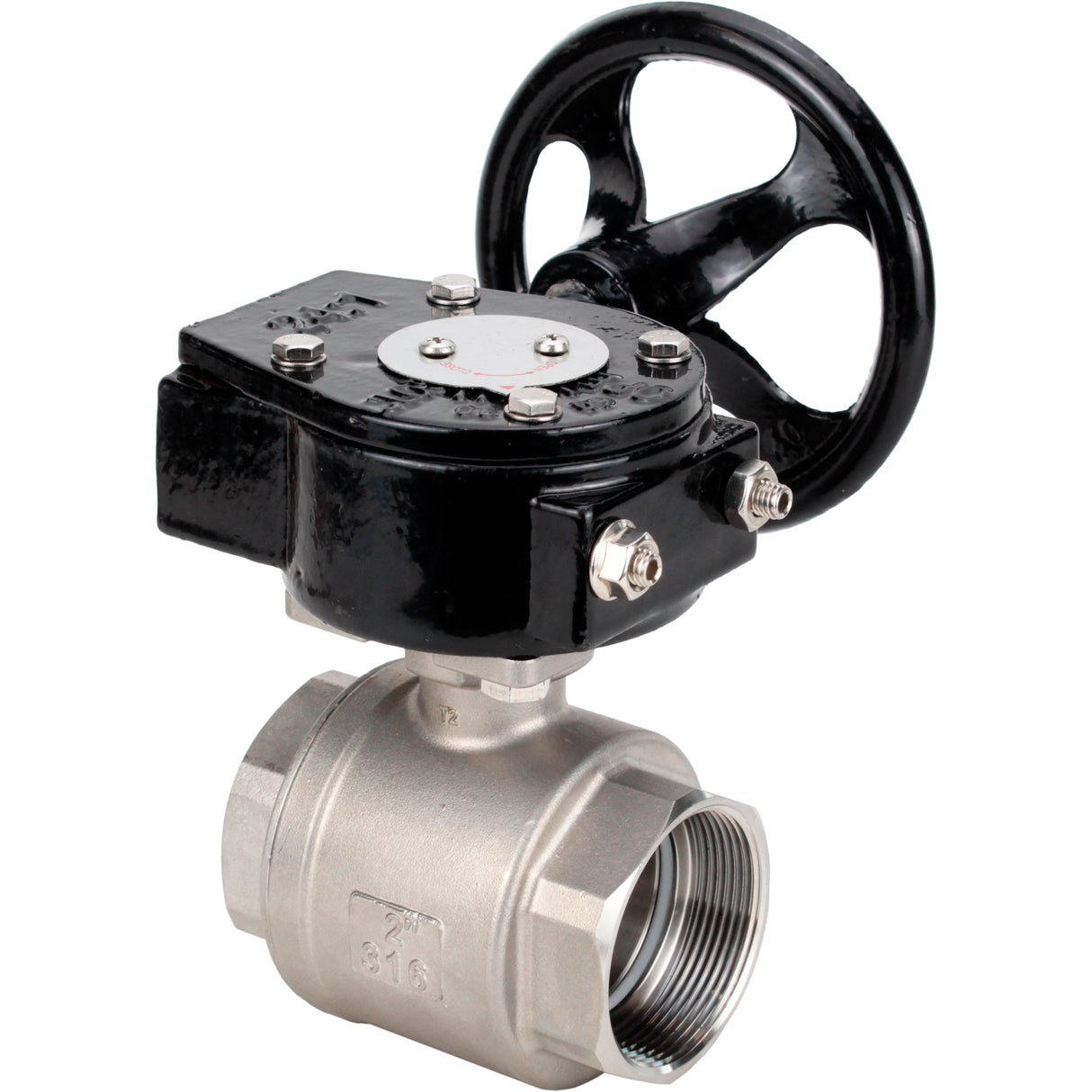 Kugelhahn aus Edelstahl Elephant kshmp316-elephant-rdn, Gehäusematerial - Edelstahl AISI 316, Kugelmaterial - Edelstahl AISI 316, Dichtung - PTFE, getriebegetrieben