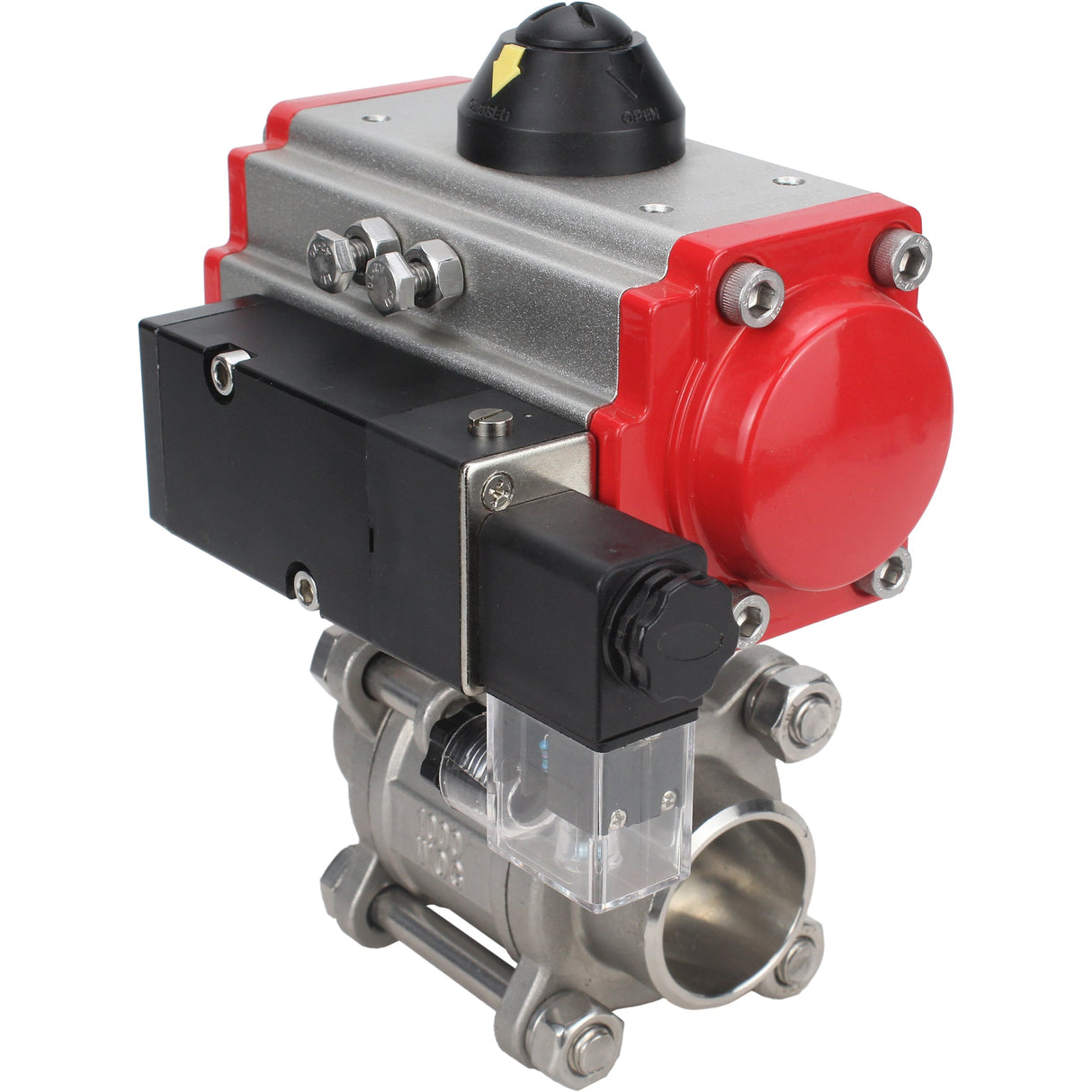 Kugelhahn aus Edelstahl Elephant kshpp-316200-sa-4m310-24, Gehäusematerial - Edelstahl AISI 316, Kugelmaterial - Edelstahl AISI 316, Dichtung - PTFE, pneumatisch betätigt