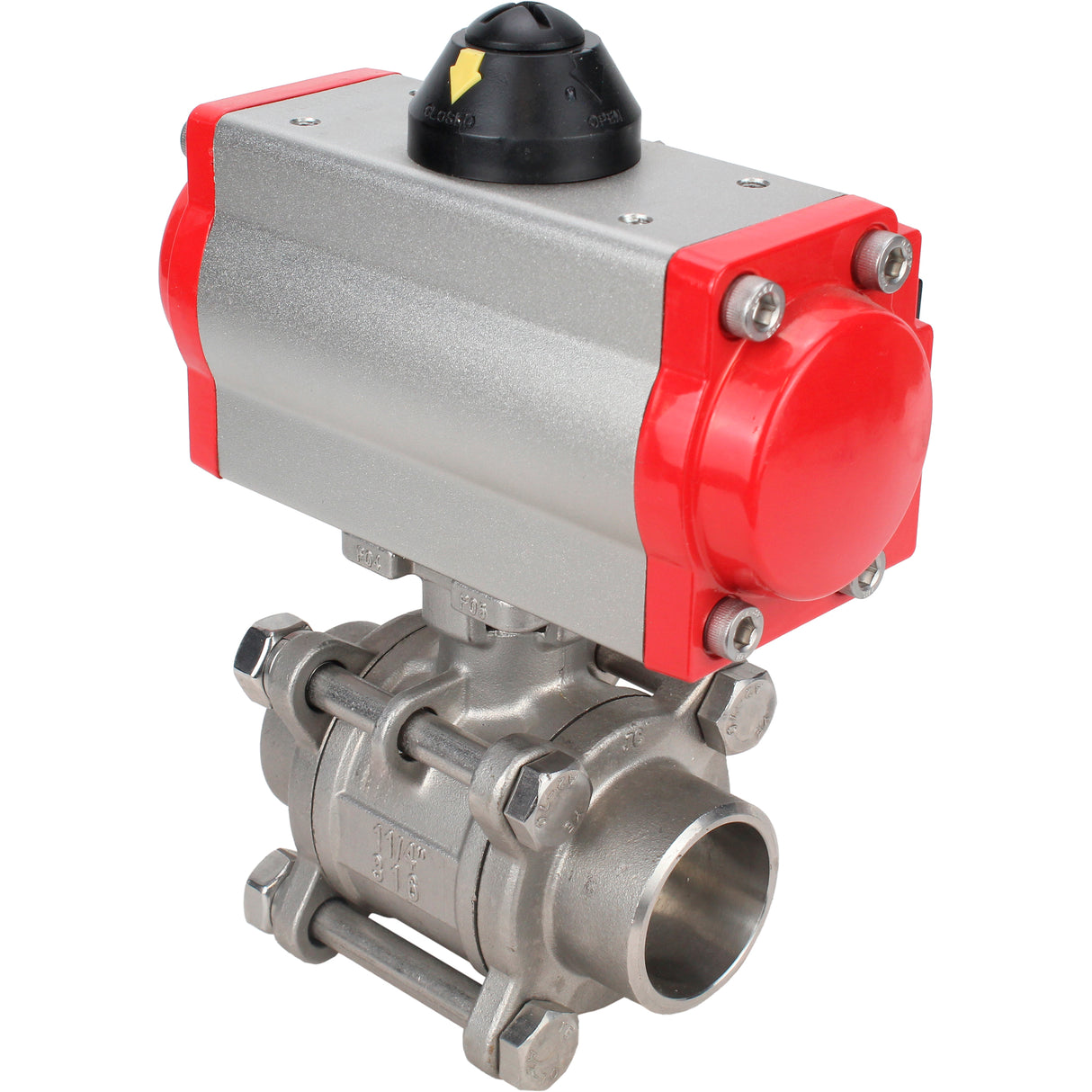 Kugelhahn aus Edelstahl Elephant kshpp-316200-da-4m310-110/220, Gehäusematerial - Edelstahl AISI 316, Kugelmaterial - Edelstahl AISI 316, Dichtung - PTFE, pneumatisch betätigt