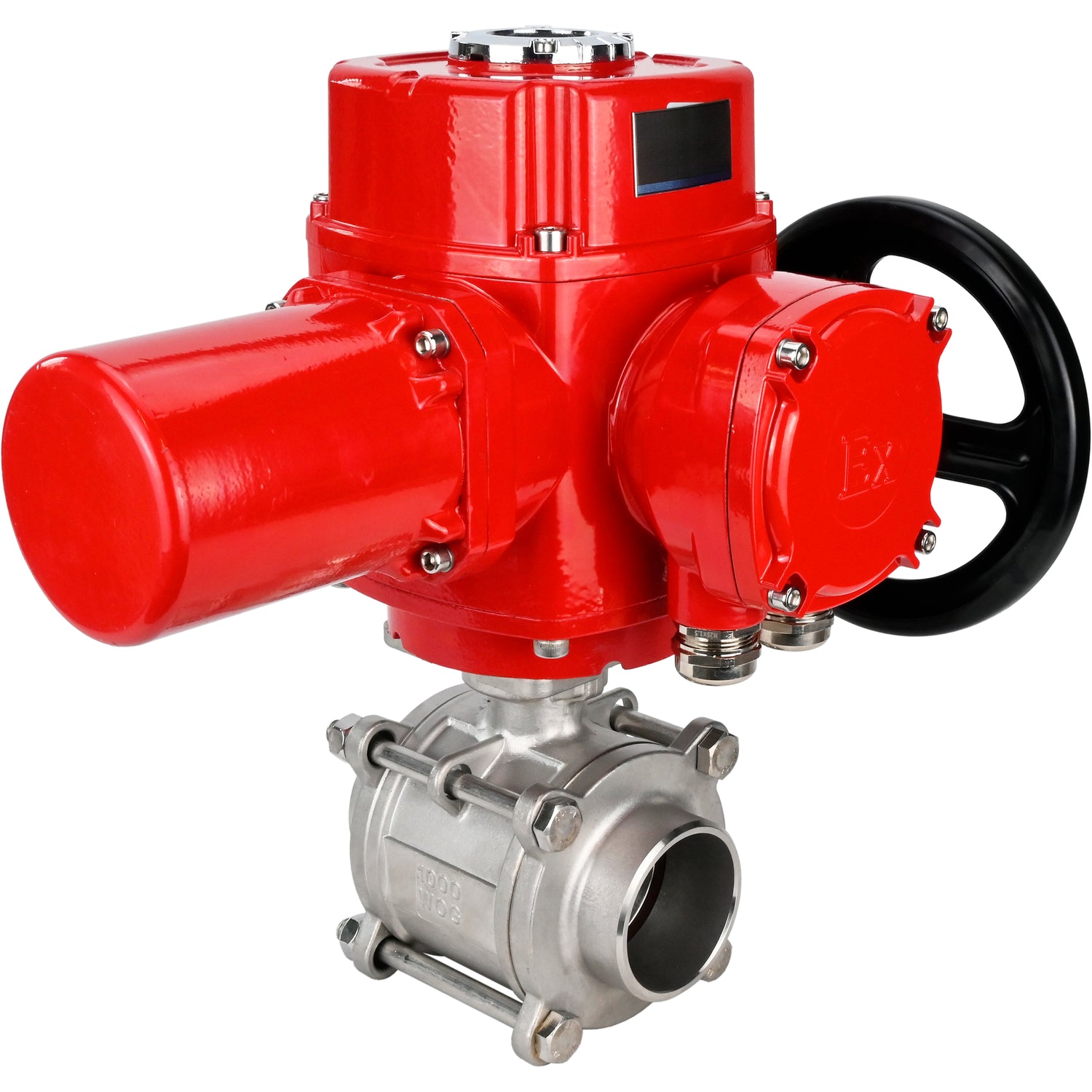 Edelstahl-Kugelhahn Elephant BVPP 316.200-ISO PSI914 SS316 mit vollem Durchgang, zum Schweißen, Gehäusematerial - Edelstahl, elektrischer Schwenkantrieb Elephant QT-W (M) EX 380 V