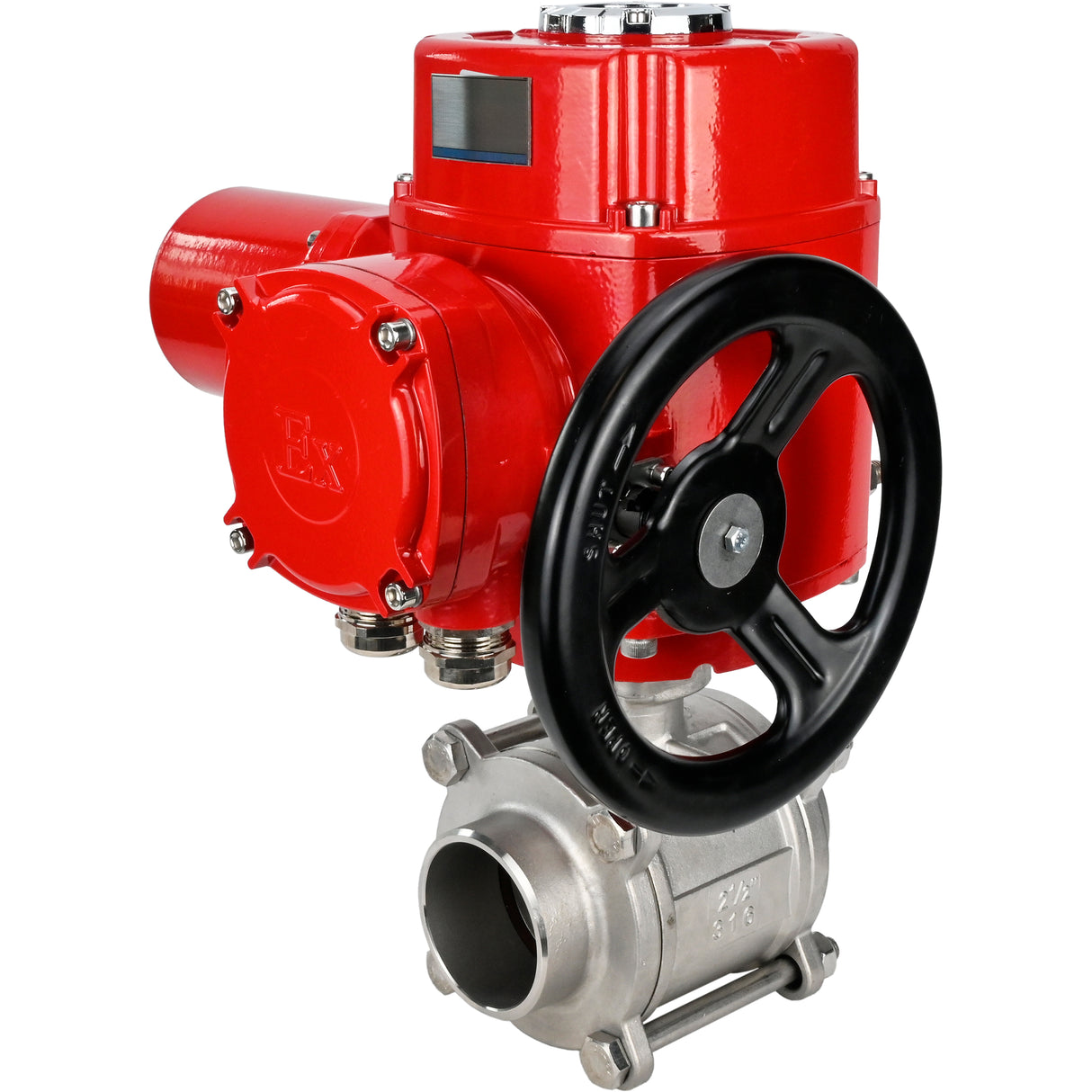 Edelstahl-Kugelhahn Elephant BVPP 316.200-ISO PSI914 SS316 mit vollem Durchgang, zum Schweißen, Gehäusematerial - Edelstahl, elektrischer Schwenkantrieb Elephant QT-W (M) EX 380 V