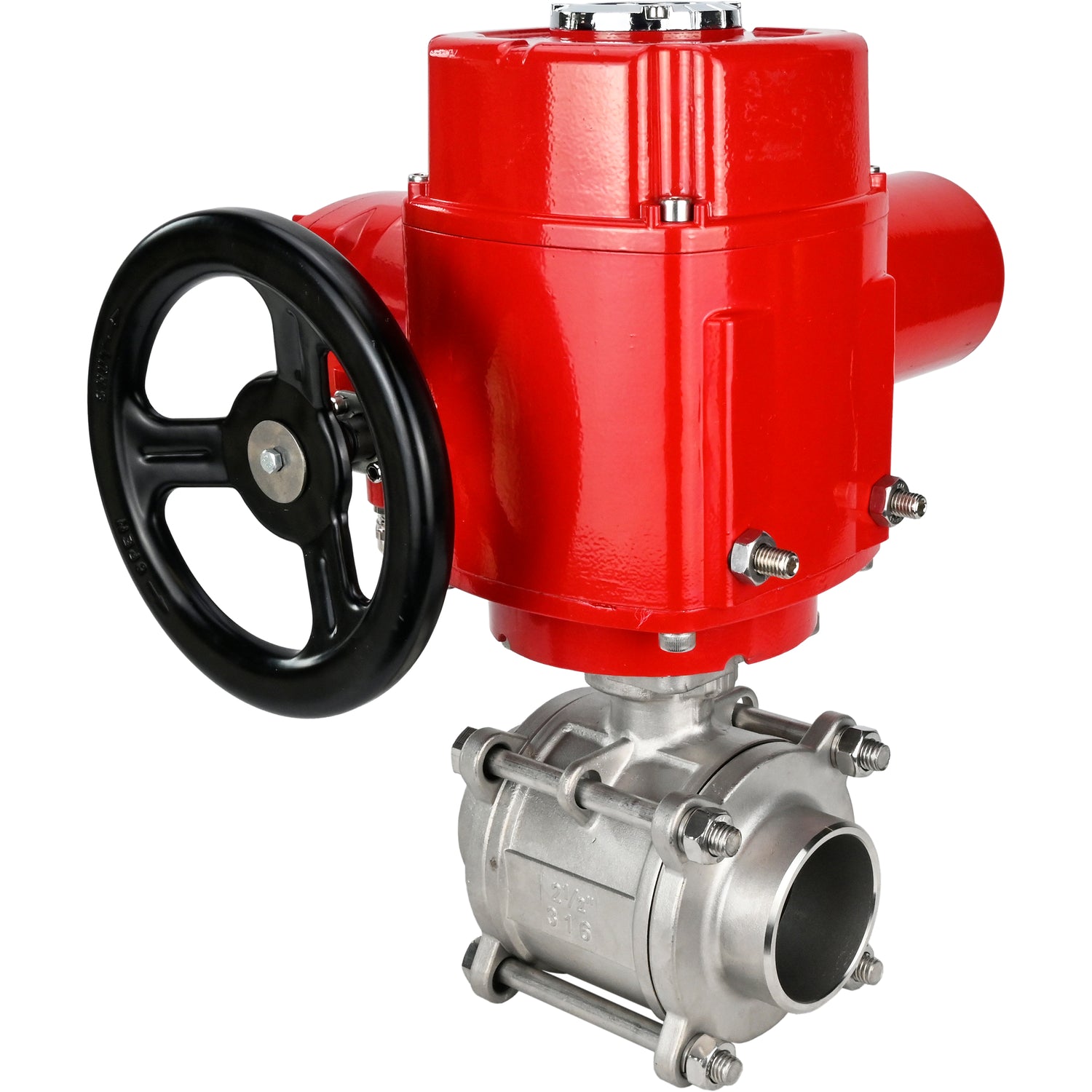 Edelstahl-Kugelhahn Elephant BVPP 316.200-ISO PSI914 SS316 mit vollem Durchgang, zum Schweißen, Gehäusematerial - Edelstahl, elektrischer Schwenkantrieb Elephant QT-W (M) EX 380 V