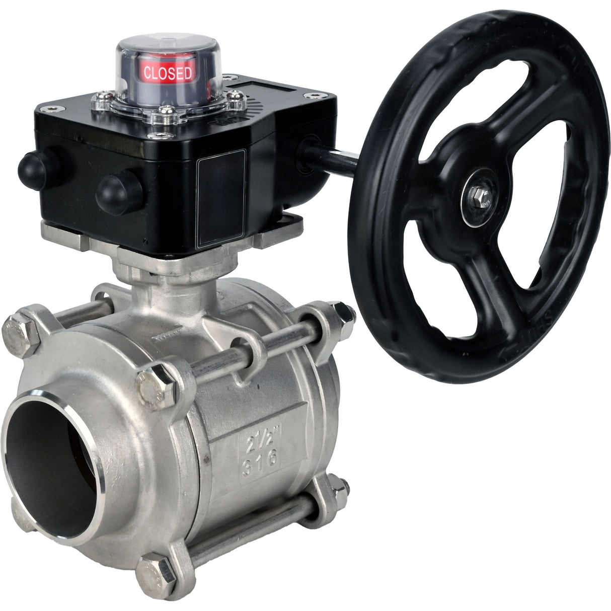 Kugelhahn aus Edelstahl Elephant kshpp-316200-iso_hgb, Gehäusematerial - Edelstahl AISI 316, Kugelmaterial - Edelstahl AISI 316, Dichtung - PTFE, handbetätigt