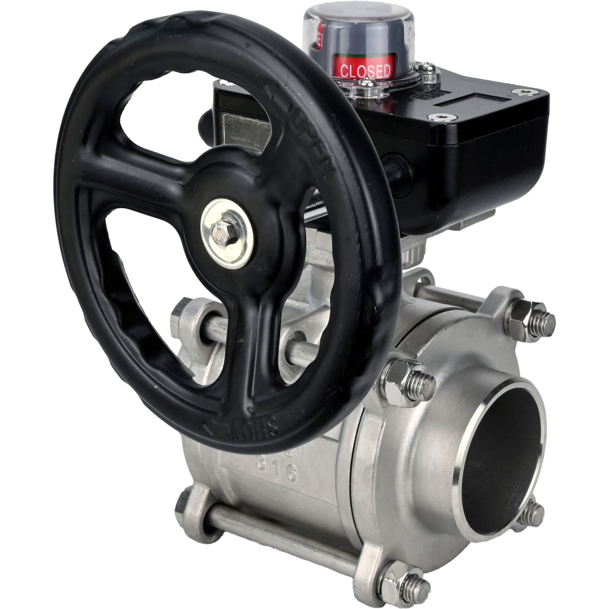 Kugelhahn aus Edelstahl Elephant kshpp-316200-iso_hgb, Gehäusematerial - Edelstahl AISI 316, Kugelmaterial - Edelstahl AISI 316, Dichtung - PTFE, handbetätigt