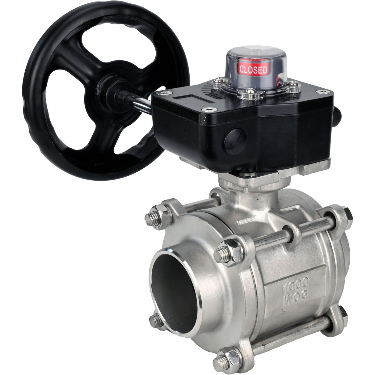 Kugelhahn aus Edelstahl Elephant kshpp-316200-iso_hgb, Gehäusematerial - Edelstahl AISI 316, Kugelmaterial - Edelstahl AISI 316, Dichtung - PTFE, handbetätigt