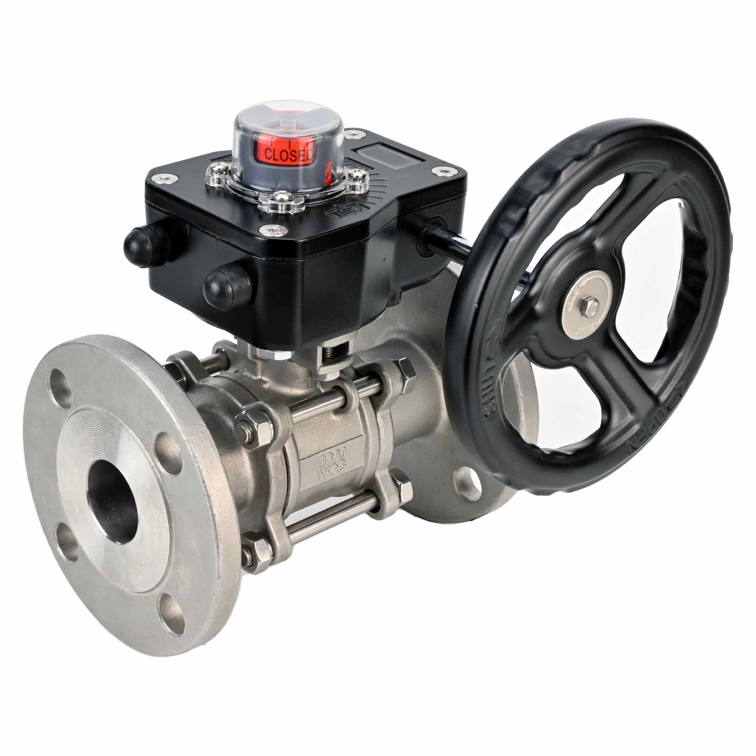 Kugelhahn aus Edelstahl Elephant ksfpt-304-180-hgb, Gehäusematerial - Edelstahl AISI 304, Kugelmaterial - Edelstahl AISI 304, Dichtung - PTFE, handbetätigt