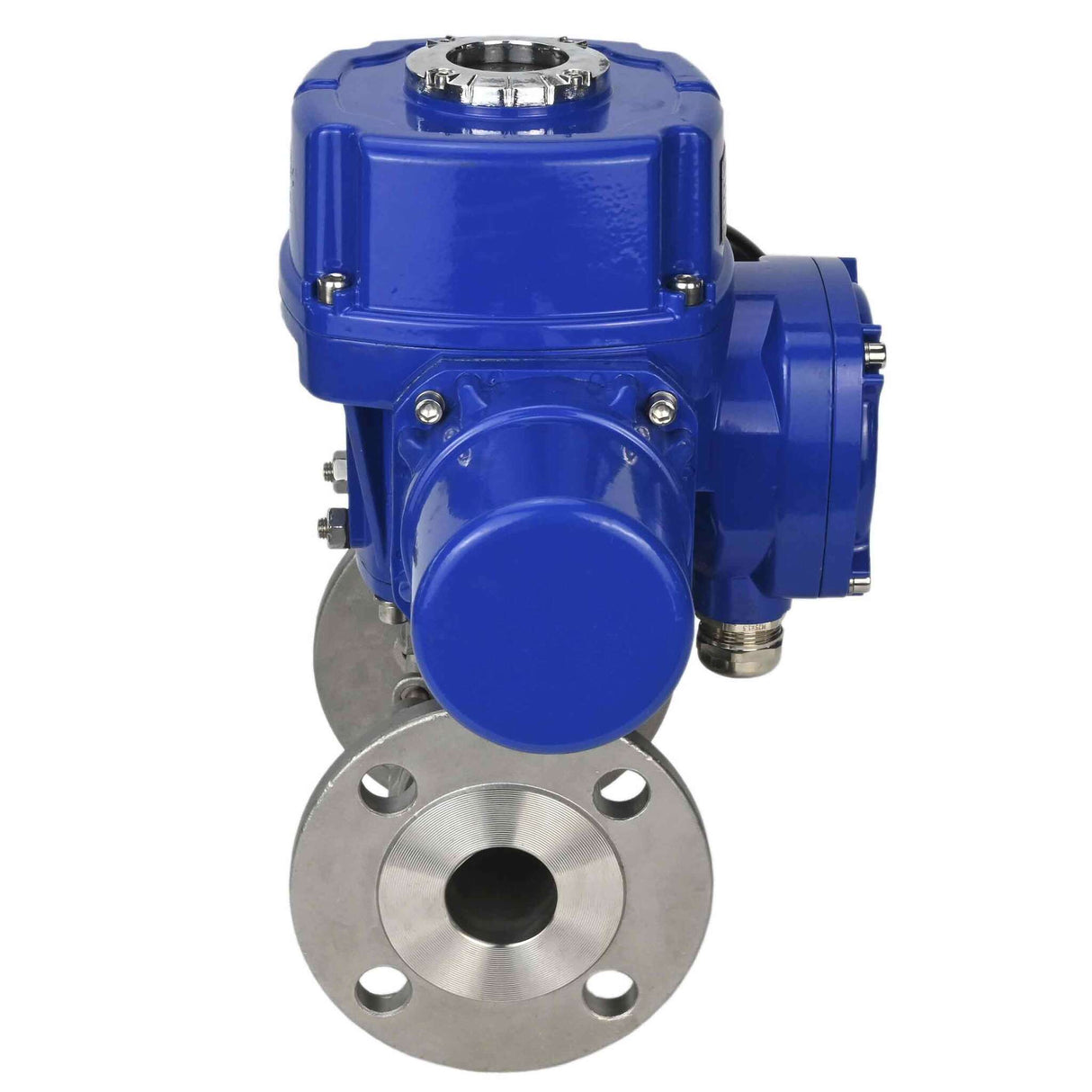 Edelstahl-Kugelhahn Elephant BVFPT.304.180 dreiteilig, Gehäusewerkstoff - Edelstahl SS304, Dichtung - PTFE, mit Flansch, voller Durchgang, elektrischer Schwenkantrieb Elephant QT-W (M) 220 V