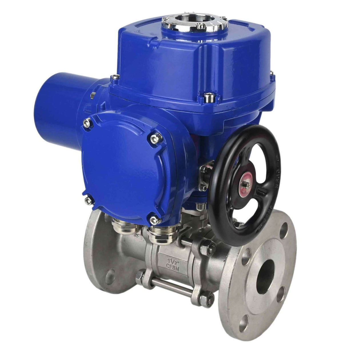 Edelstahl-Kugelhahn Elephant BVFPT.304.180 dreiteilig, Gehäusewerkstoff - Edelstahl SS304, Dichtung - PTFE, mit Flansch, voller Durchgang, elektrischer Schwenkantrieb Elephant QT-W (M) 380 V