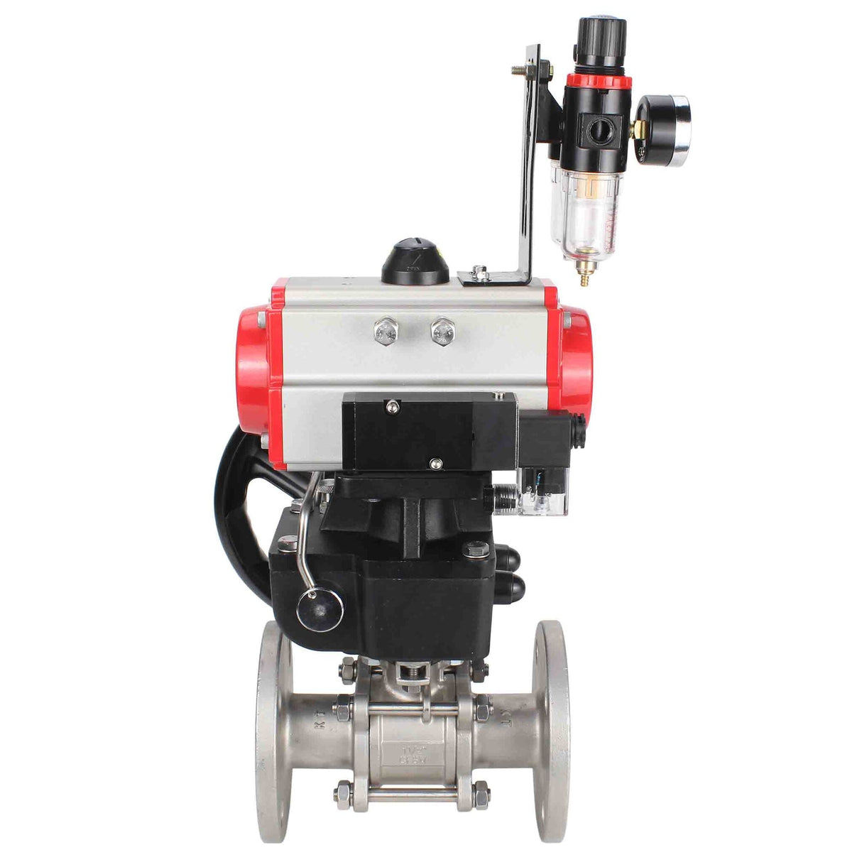 Kugelhahn aus Edelstahl Elephant ksfpt-316-180-da-4m310-24v-hdm-afc2000, Gehäusematerial - Edelstahl AISI 316, Kugelmaterial - Edelstahl AISI 316, Dichtung - PTFE, pneumatisch betätigter Antrieb