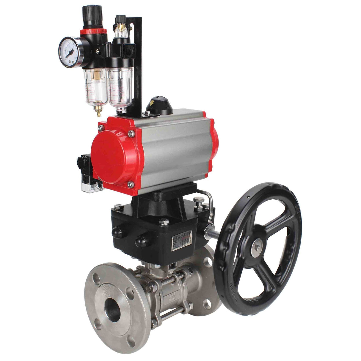 Kugelhahn aus Edelstahl Elephant ksfpt-316-180-da-4m310-24v-hdm-afc2000, Gehäusematerial - Edelstahl AISI 316, Kugelmaterial - Edelstahl AISI 316, Dichtung - PTFE, pneumatisch betätigter Antrieb