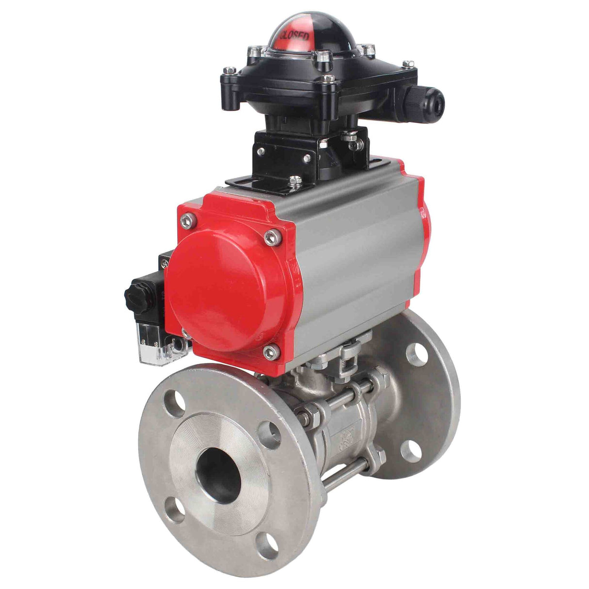 Kugelhahn aus Edelstahl Elephant ksfpt-304-180-sa-4m310-110/220v-apl210n, Gehäusematerial - Edelstahl AISI 304, Kugelmaterial - Edelstahl AISI 304, Dichtung - PTFE, pneumatisch betätigt