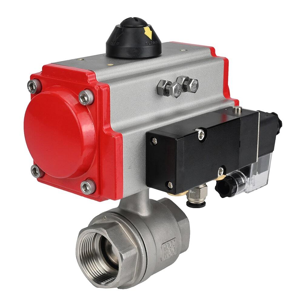 Kugelhahn aus Edelstahl Elephant kshmp316-elephant-sa-4m310-110/220v, Gehäusematerial - Edelstahl AISI 316, Kugelmaterial - Edelstahl AISI 316, Dichtung - PTFE, pneumatisch betätigt