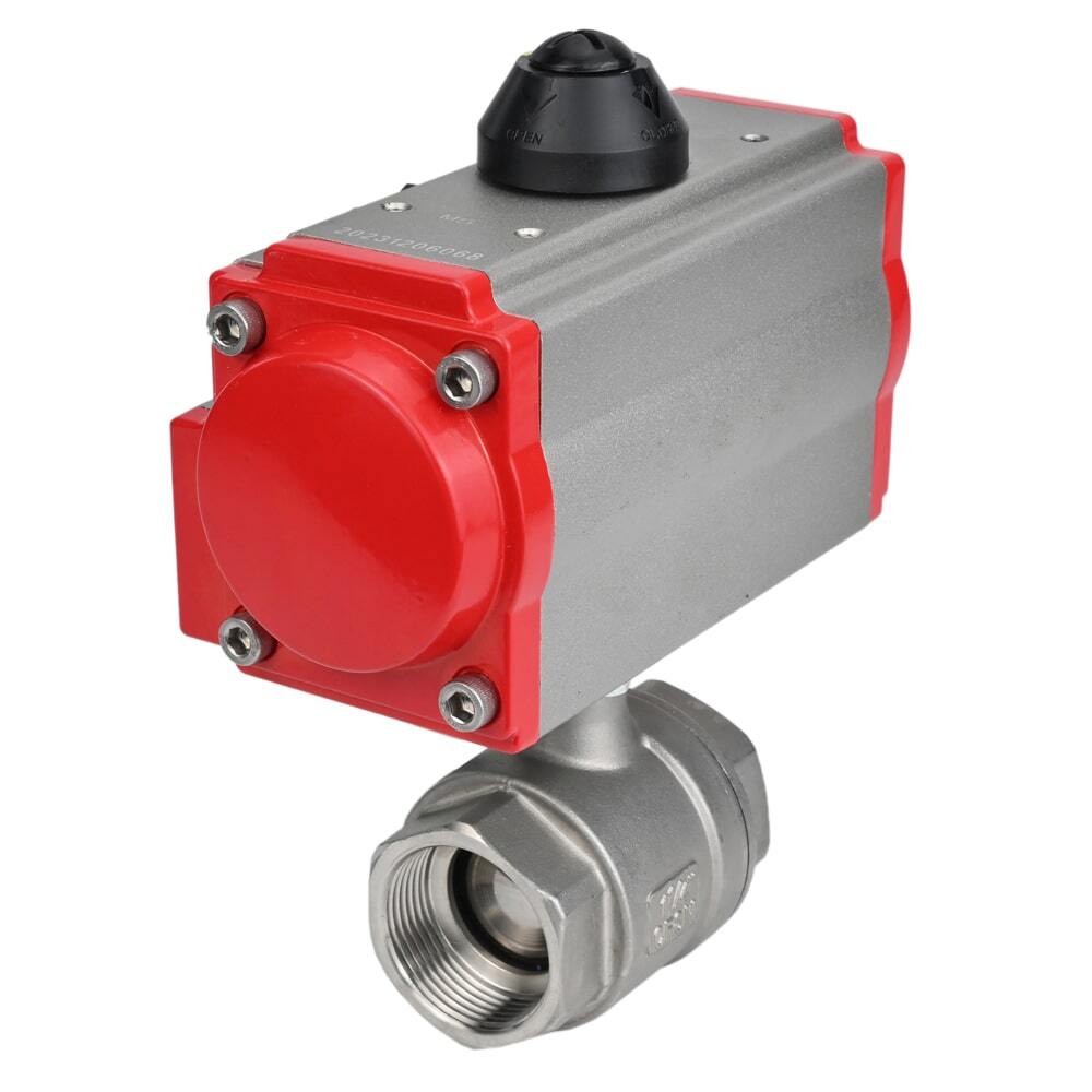 Kugelhahn aus Edelstahl Elephant kshmp316-elephant-sa, Gehäusematerial - Edelstahl AISI 316, Kugelmaterial - Edelstahl AISI 316, Dichtung - PTFE, pneumatisch betätigt