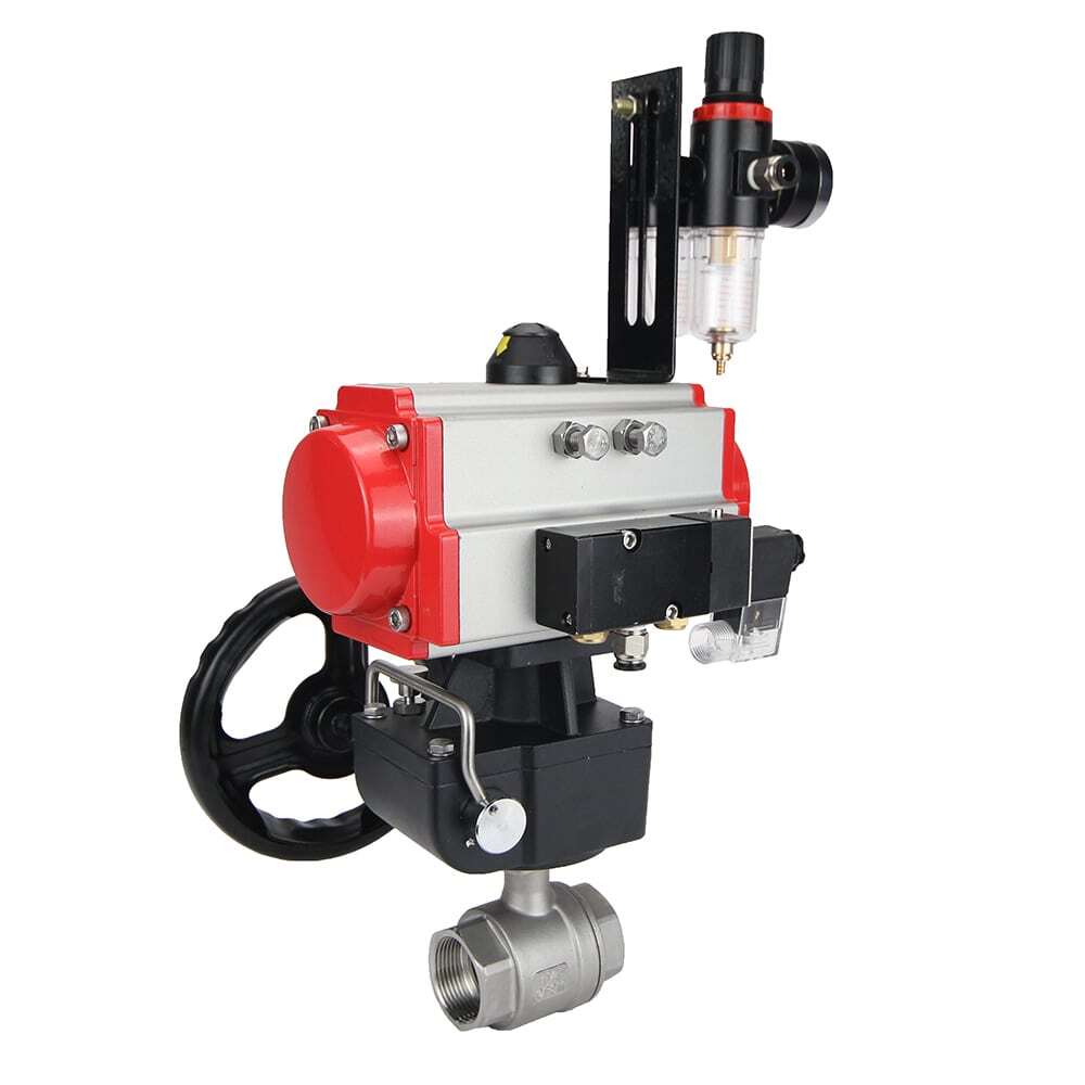 Edelstahl-Kugelhahn Elephant kshmp316-elephant-da-4m310-110/220-hdm-afc2000, Gehäusewerkstoff - Edelstahl AISI 316, Kugelwerkstoff - Edelstahl AISI 316, Dichtung - PTFE, pneumatische Betätigung