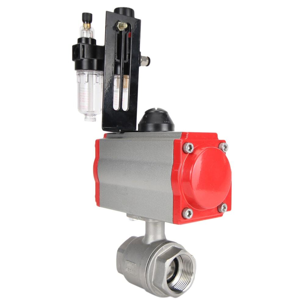 Kugelhahn aus Edelstahl Elephant kshmp316-elephant-da-4m310-110/220-afc2000, Gehäusematerial - Edelstahl AISI 316, Kugelmaterial - Edelstahl AISI 316, Dichtung - PTFE, pneumatisch betätigter Antrieb