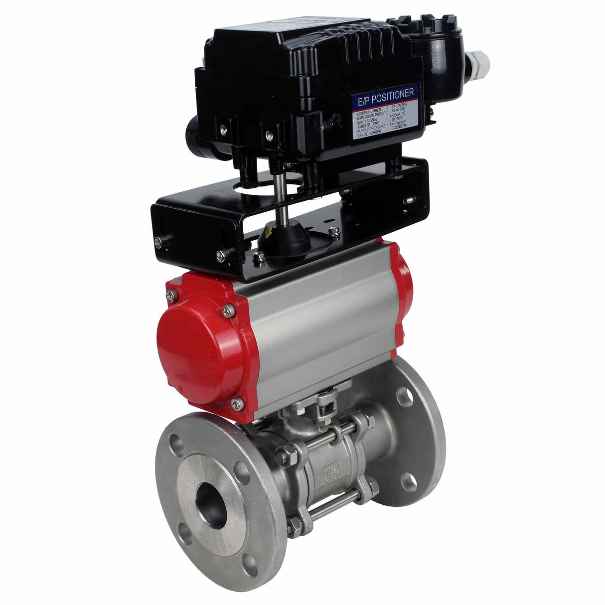 Kugelhahn aus Edelstahl Elephant ksfpt-316-180-da-yt1000rsi, Gehäusematerial - Edelstahl AISI 316, Kugelmaterial - Edelstahl AISI 316, Dichtung - PTFE, pneumatisch betätigt