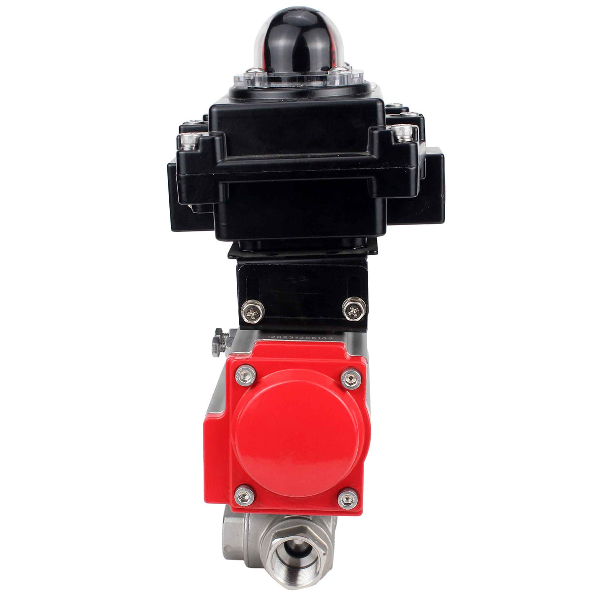 Edelstahl 3-Wege-Kugelhähne L-Typ Standardbohrung Elephant BV3232P-SP-3WL-T-ISO 16 bar, Kupplung mit ISO-Flansch mit pneumatischen Antrieben Elephant PA-SA-1 und LSU APL-410N EX