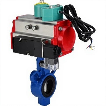 Water Butterfly valves Elephant WBV0232E-2W-Fb-H DN25-32 16 bar body - aluminum alloy, disc - 316L stainless steel, seal - EPDM, with PA-DA-XXX pneumatic actuator, 4M310-08 NAMUR 24V pneumatic distributor, and ALS200D magnetic switch