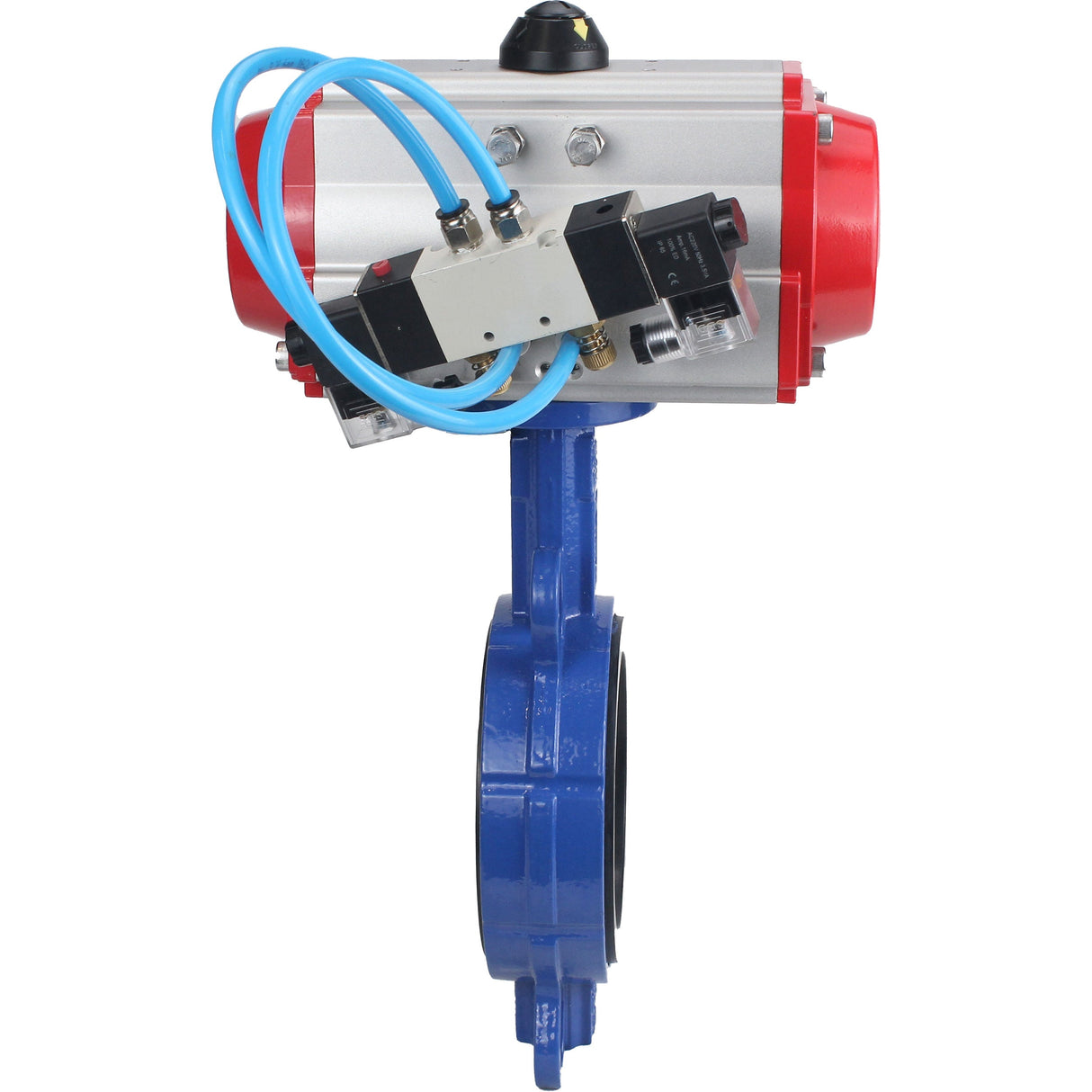 Wasser-Schmetterlingsventil Elephant WBV1413E-2W-Fb-H, Gehäusematerial - Gusseisen GGG50, Scheibenmaterial - Gusseisen GGG40, Dichtung - EPDM, mit pneumatischem Doppelwirkungsantrieb PA-DA, 4V320-08 220V