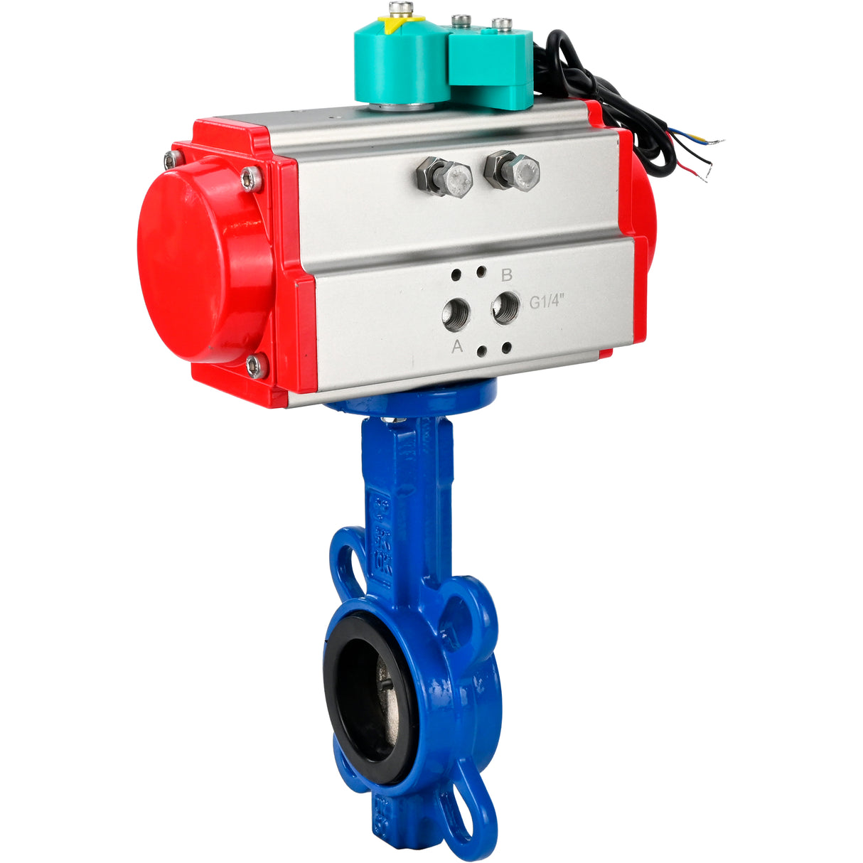 Water Butterfly Valve Elephant WBV1413E-2W-Fb-H DN40-300 16 bar body - GGG50 cast iron, disc - GGG40 cast iron, seal - EPDM, with pneumatic drive PA-DA-XXX and ALS200D magnetic switch