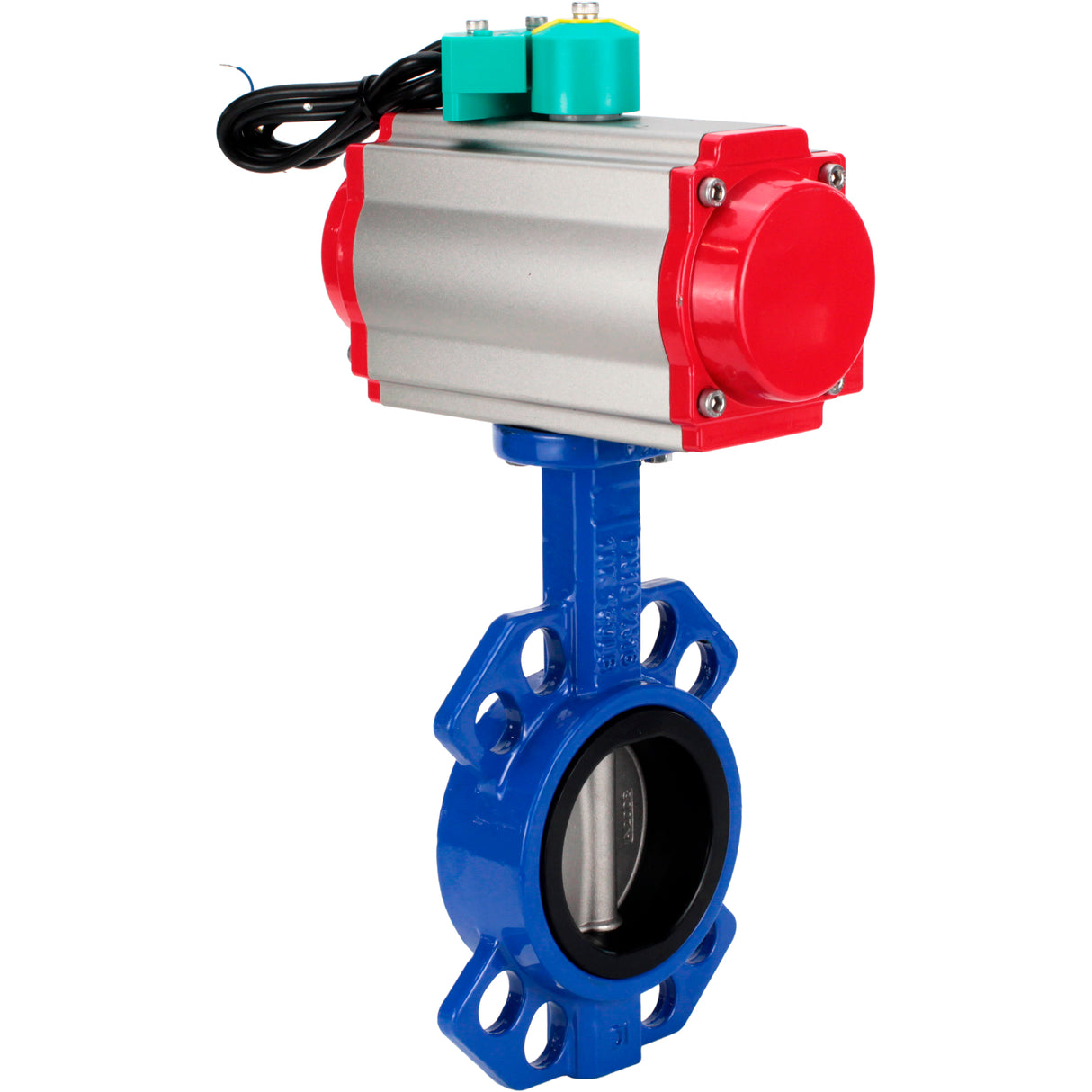 Water Butterfly Valve Elephant WBV1432E-2W-Fb-H DN40-300 16 bar body - GGG50 cast iron, disc - 316L stainless steel, seal - EPDM, with pneumatic actuator PA-DA-XXX, pneumatic distributor 4M310-08 NAMUR 220V and ALS200D magnetic switch