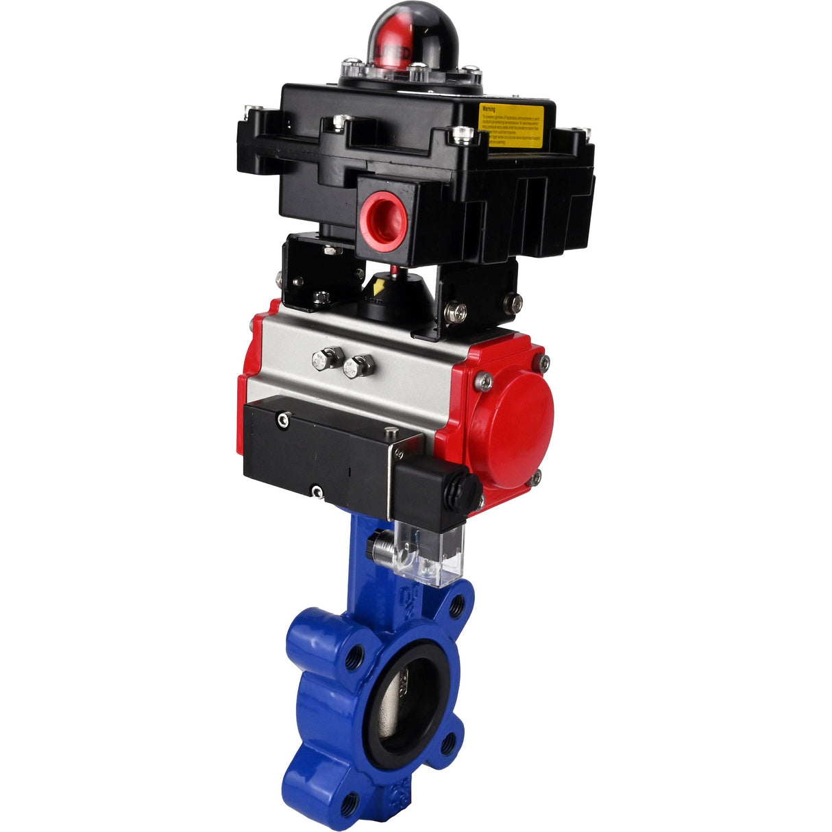 Wasser-Schmetterlingsventil Elephant WBV1616E-2W-Fb-H, Gehäusematerial - Gusseisen QT450, Scheibenmaterial - Gusseisen QT450, Dichtung - EPDM, pneumatischer Antrieb PA-SA mit Rückstellfedern, 4M310-08 24V, LSU APL-410N EX