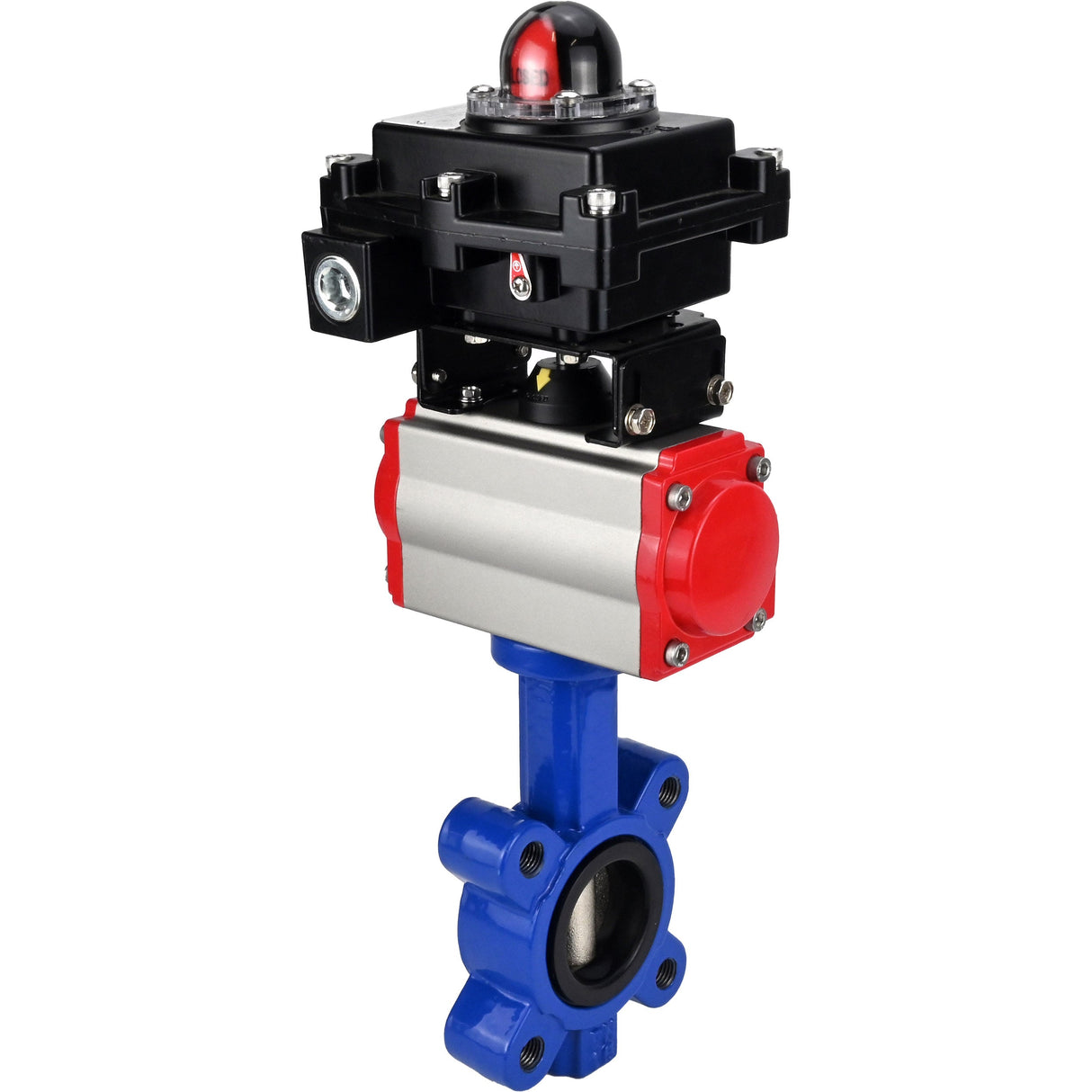 Wasser-Schmetterlingsventil Elephant WBV1616N-2W-Fb-H, Gehäusematerial - Gusseisen QT450, Scheibenmaterial - Gusseisen QT450, Dichtung - NBR, pneumatischer Antrieb PA-SA mit Rückstellfedern, 4M310-08 24V, LSU APL-410N EX