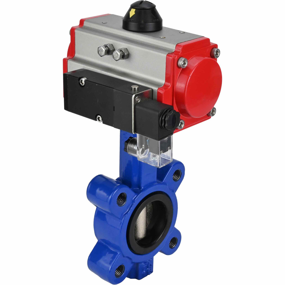 Wasser-Schmetterlingsventil Elephant WBV1616E-2W-Fb-H, Gehäusematerial - Gusseisen QT450, Scheibenmaterial - Gusseisen QT450, Dichtung - EPDM, pneumatischer Antrieb PA-SA mit Rückstellfedern, 4M310-08 24V