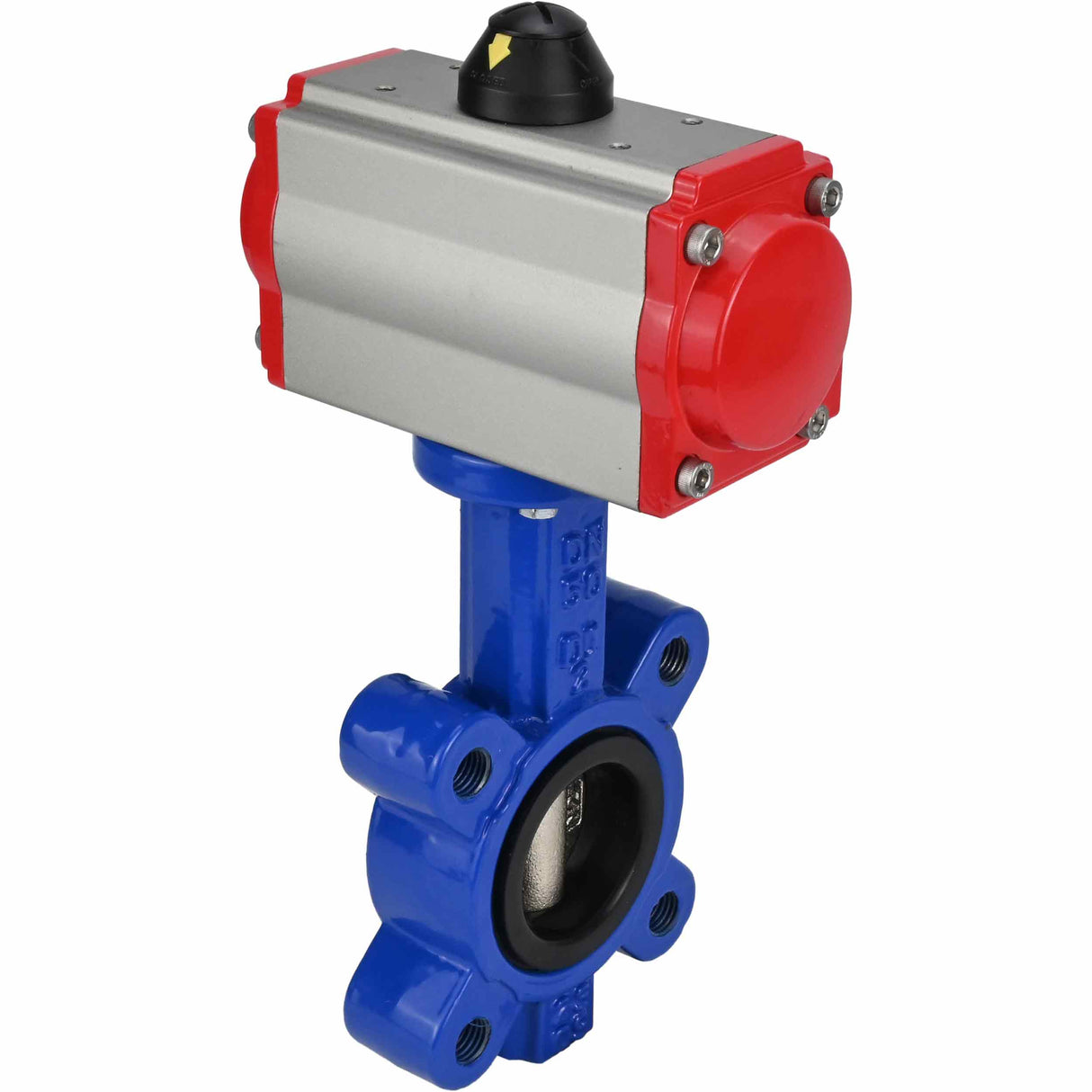 Wasser-Schmetterlingsventil Elephant WBV1616E-2W-Fb-H, Gehäusematerial - Gusseisen QT450, Scheibenmaterial - Gusseisen QT450, Dichtung - EPDM, pneumatischer Antrieb PA-SA mit Rückstellfedern, 4M310-08 220V