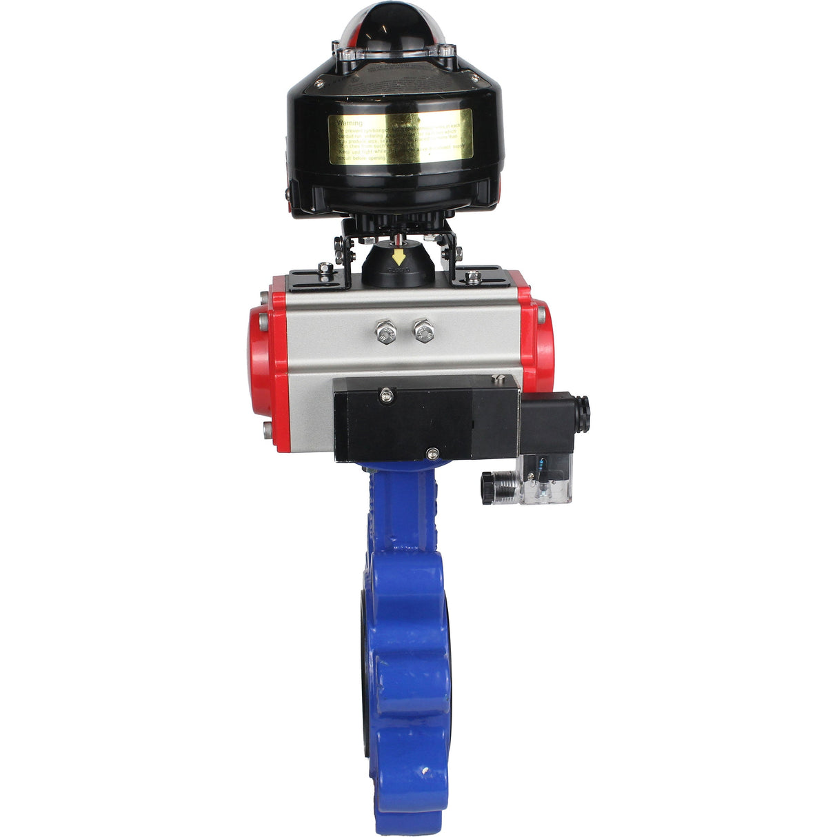 Wasser-Schmetterlingsventil Elephant WBV1616E-2W-Fb-H, Gehäusematerial - Gusseisen QT450, Scheibenmaterial - Gusseisen QT450, Dichtung - EPDM, pneumatischer Antrieb PA-SA mit Rückstellfedern, 4M310-08 220V, LSU APL-510N EX