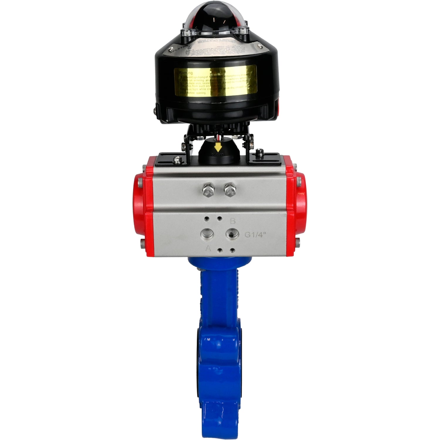 Wasser-Schmetterlingsventil Elephant WBV1616N-2W-Fb-H, Gehäusematerial - Gusseisen QT450, Scheibenmaterial - Gusseisen QT450, Dichtung - NBR, mit pneumatischem Doppelwirkungsantrieb PA-DA, LSU APL-510N EX