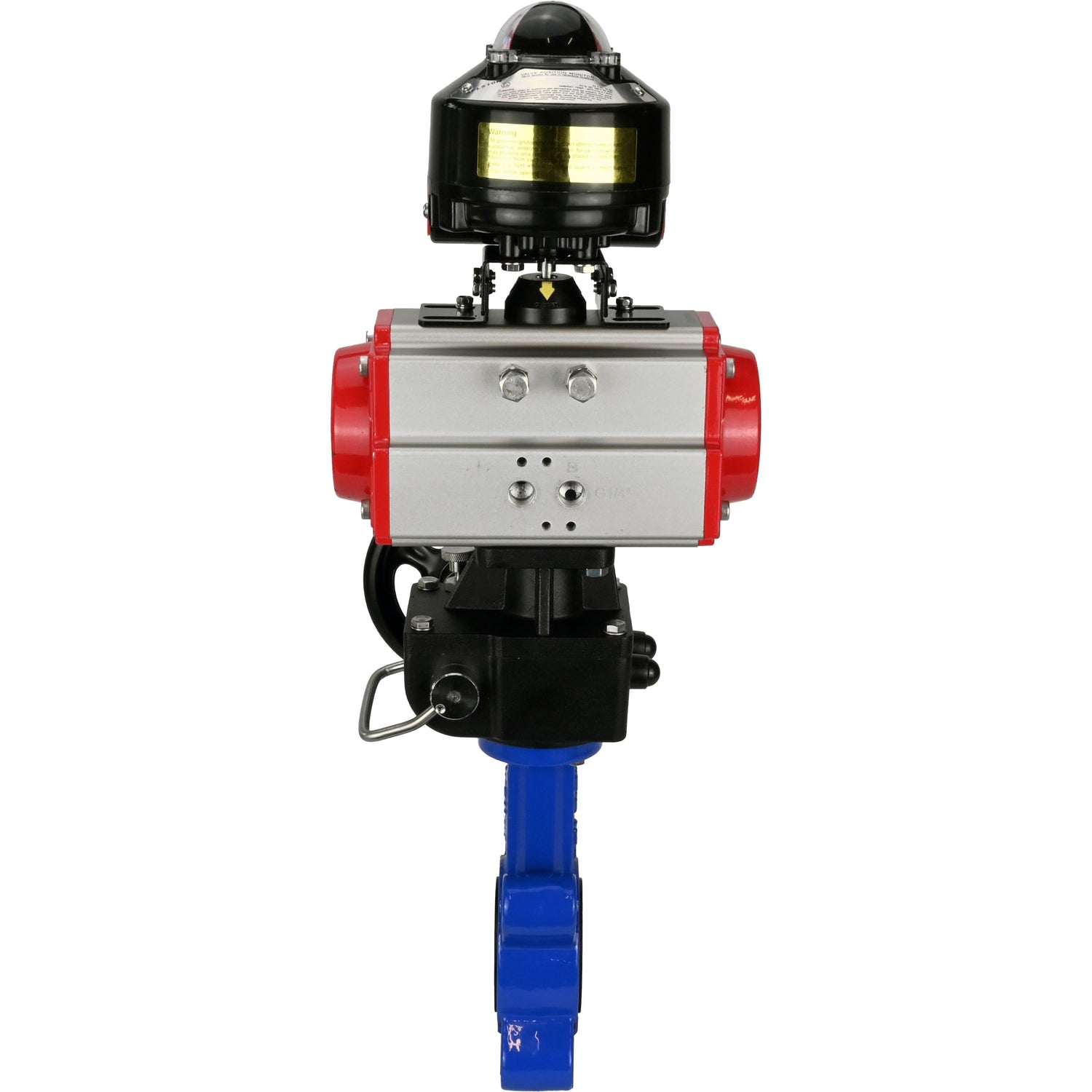 Wasser-Schmetterlingsventil Elephant WBV1616N-2W-Fb-H, Gehäusematerial - Gusseisen QT450, Scheibenmaterial - Gusseisen QT450, Dichtung - NBR, mit pneumatischem Doppelwirkungsantrieb PA-DA, Handrad MON, LSU APL-510N EX