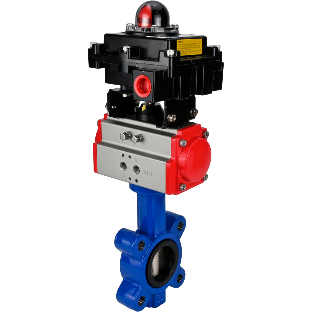 Wasser-Schmetterlingsventil Elephant WBV1616E-2W-Fb-H, Gehäusematerial - Gusseisen QT450, Scheibenmaterial - Gusseisen QT450, Dichtung - EPDM, pneumatischer Antrieb PA-SA mit Rückstellfedern, LSU APL-410N EX