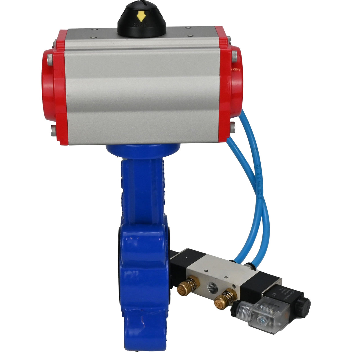 Wasser-Schmetterlingsventil Elephant WBV1616E-2W-Fb-H, Gehäusematerial - Gusseisen QT450, Scheibenmaterial - Gusseisen QT450, Dichtung - EPDM, mit pneumatischem Doppelwirkungsantrieb PA-DA, 4V320-08 220V