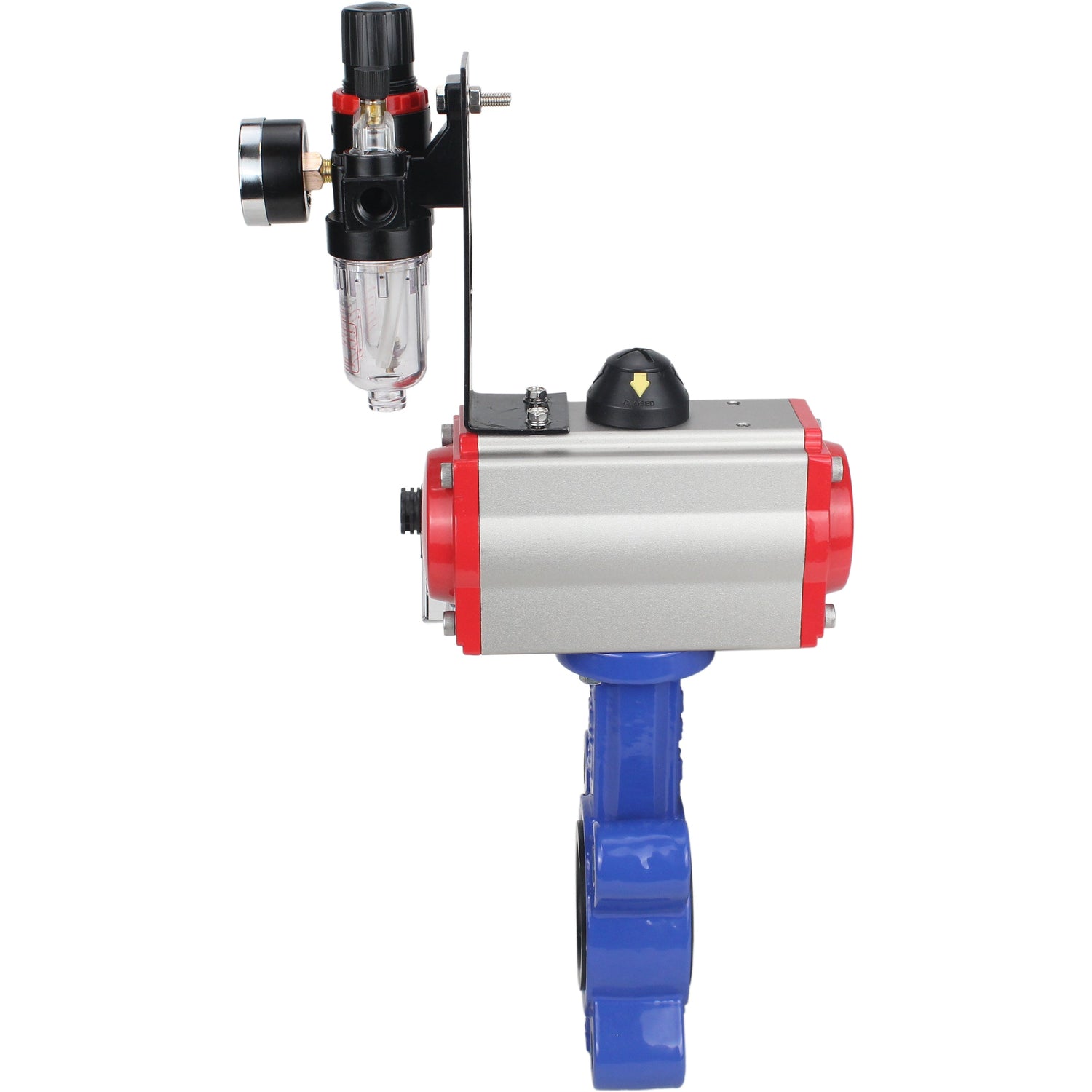 Wasser-Schmetterlingsventil Elephant WBV1616E-2W-Fb-H, Gehäusematerial - Gusseisen QT450, Scheibenmaterial - Gusseisen QT450, Dichtung - EPDM, mit pneumatischem Doppelwirkungsantrieb PA-DA, 4M310-08 24V, ATU AFC2000