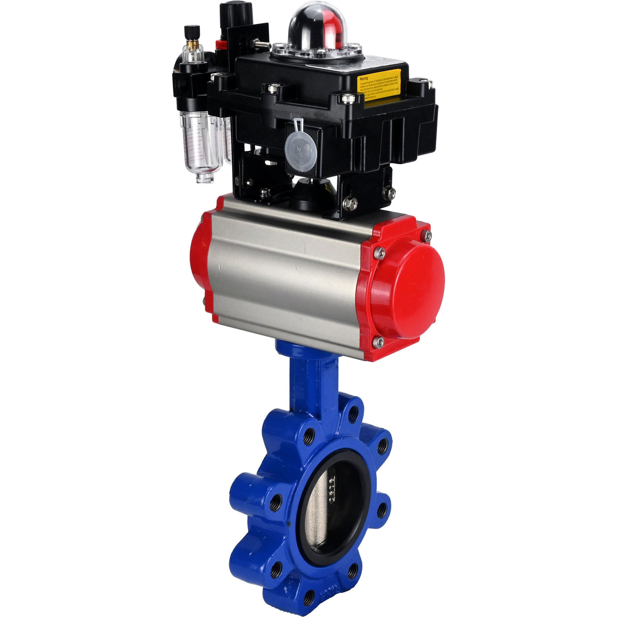 Wasser-Schmetterlingsventil Elephant WBV1616E-2W-Fb-H, Gehäusematerial - Gusseisen QT450, Scheibenmaterial - Gusseisen QT450, Dichtung - EPDM, pneumatischer Antrieb PA-SA mit Rückstellfedern, 4M310-08 24V, LSU APL-410N EX, ATU AFC2000