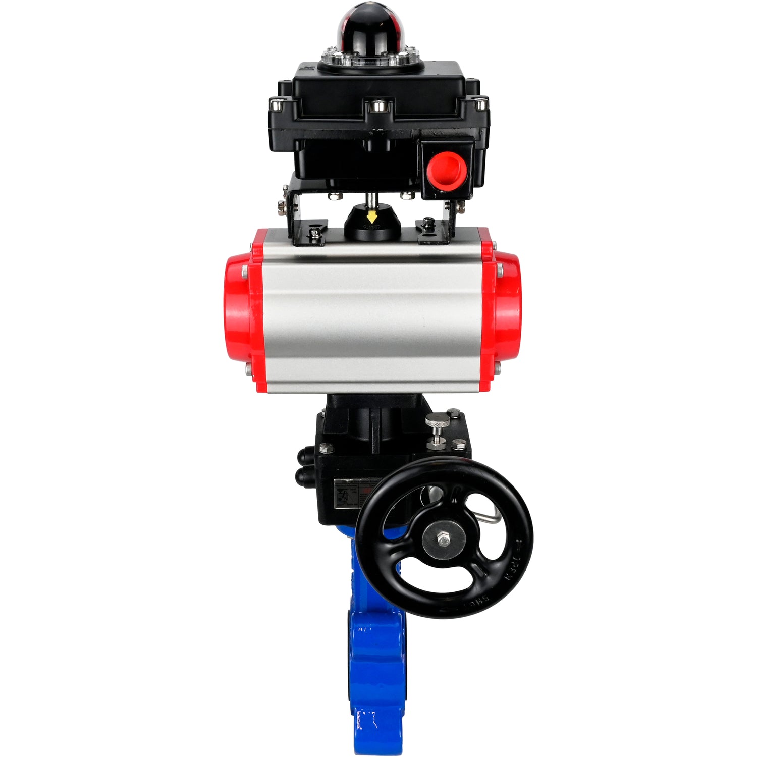 Wasser-Schmetterlingsventil Elephant WBV1616N-2W-Fb-H, Gehäusematerial - Gusseisen QT450, Scheibenmaterial - Gusseisen QT450, Dichtung - NBR, pneumatischer Antrieb PA-DA Doppelwirkung, 4M310-08 220V, LSU APL-410N EX, Handrad MON