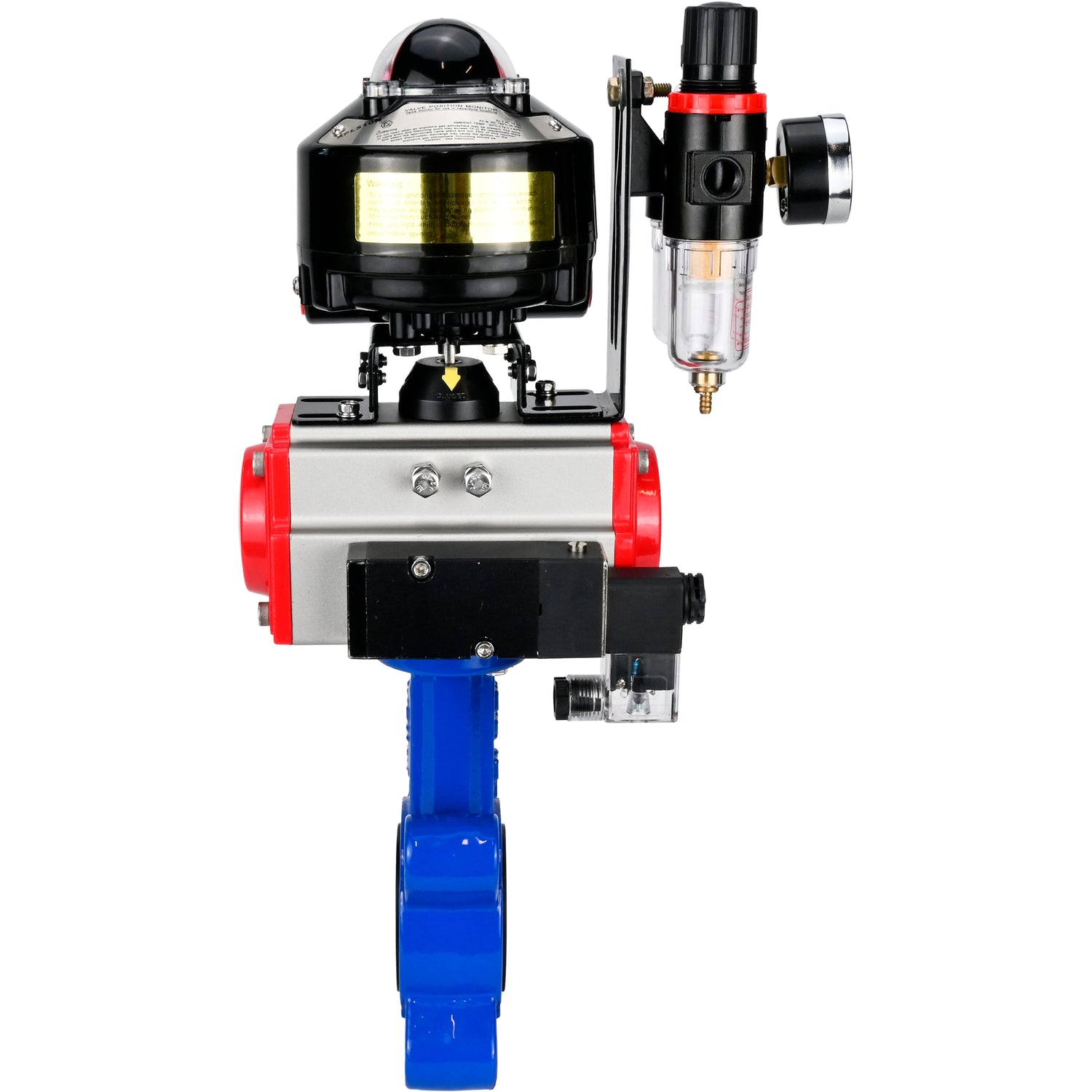 Wasser-Schmetterlingsventil Elephant WBV1616N-2W-Fb-H, Gehäusematerial - Gusseisen QT450, Scheibenmaterial - Gusseisen QT450, Dichtung - NBR, pneumatischer Antrieb PA-DA Doppelwirkung, 4M310-08 24V, LSU APL-510N EX, ATU AFC2000