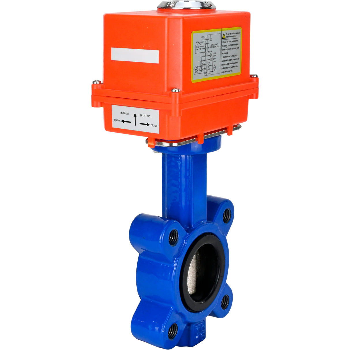 Wasser-Schmetterlingsventil Elephant WBV1616N-2W-Fb-H, Gehäusematerial - Gusseisen QT450, Scheibenmaterial - Gusseisen QT450, Dichtung - NBR, elektrischer Antrieb QT-N-EM-O1-220VAC-U1 MINI 220V