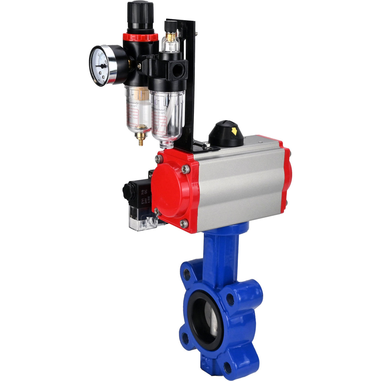 Wasser-Schmetterlingsventil Elephant WBV1631E-2W-Fb-H, Gehäusematerial - Gusseisen QT450, Scheibenmaterial - Edelstahl AISI 304, Dichtung - EPDM, mit pneumatischem Doppelwirkungsantrieb PA-DA, 4M310-08 220V, ATU AFC2000