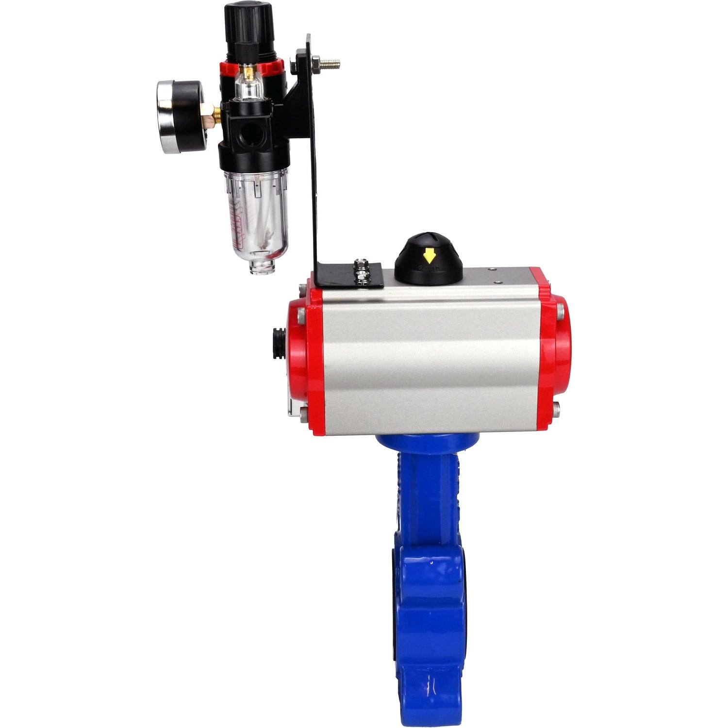 Wasser-Schmetterlingsventil Elephant WBV1631E-2W-Fb-H, Gehäusematerial - Gusseisen QT450, Scheibenmaterial - Edelstahl AISI 304, Dichtung - EPDM, mit pneumatischem Doppelwirkungsantrieb PA-DA, 4M310-08 24V, ATU AFC2000