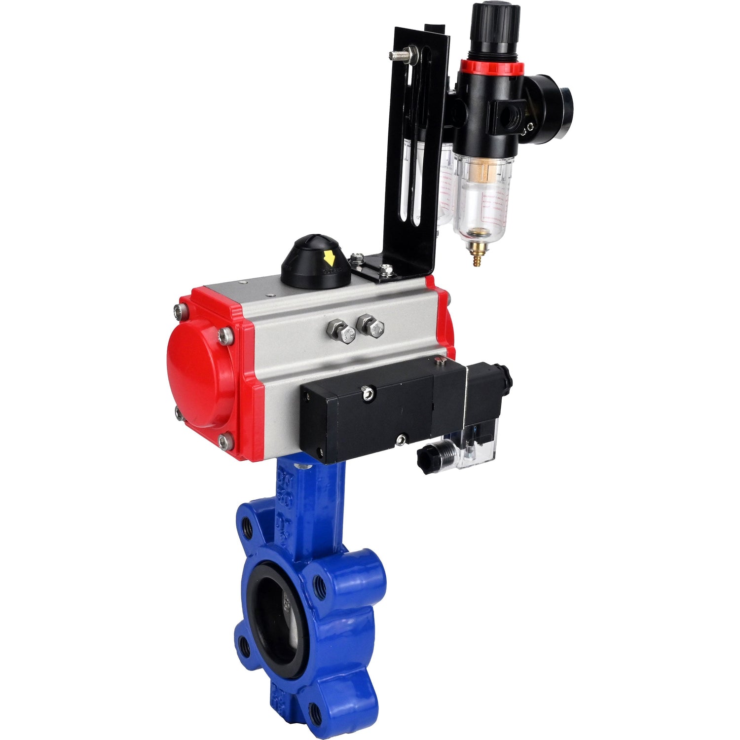 Wasser-Schmetterlingsventil Elephant WBV1631E-2W-Fb-H, Gehäusematerial - Gusseisen QT450, Scheibenmaterial - Edelstahl AISI 304, Dichtung - EPDM, mit pneumatischem Doppelwirkungsantrieb PA-DA, 4M310-08 220V, ATU AFC2000