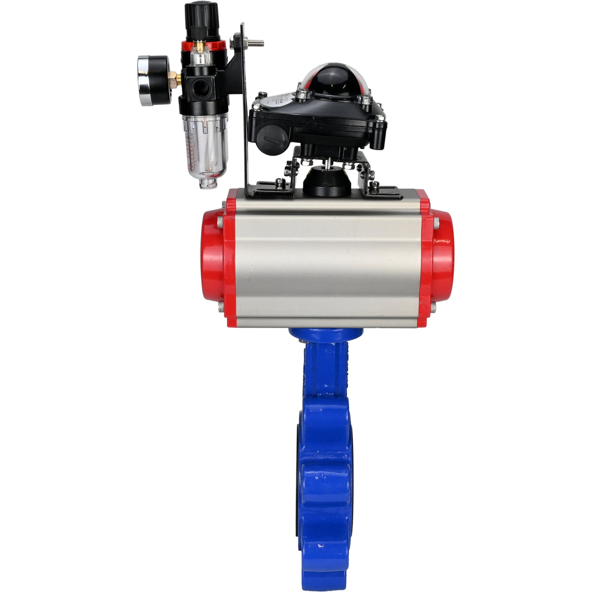 Wasser-Schmetterlingsventil Elephant WBV1631E-2W-Fb-H, Gehäusematerial - Gusseisen QT450, Scheibenmaterial - Edelstahl AISI 304, Dichtung - EPDM, pneumatischer Antrieb PA-SA mit Rückstellfedern, 4M310-08 24V, LSU APL-210N, ATU AFC2000