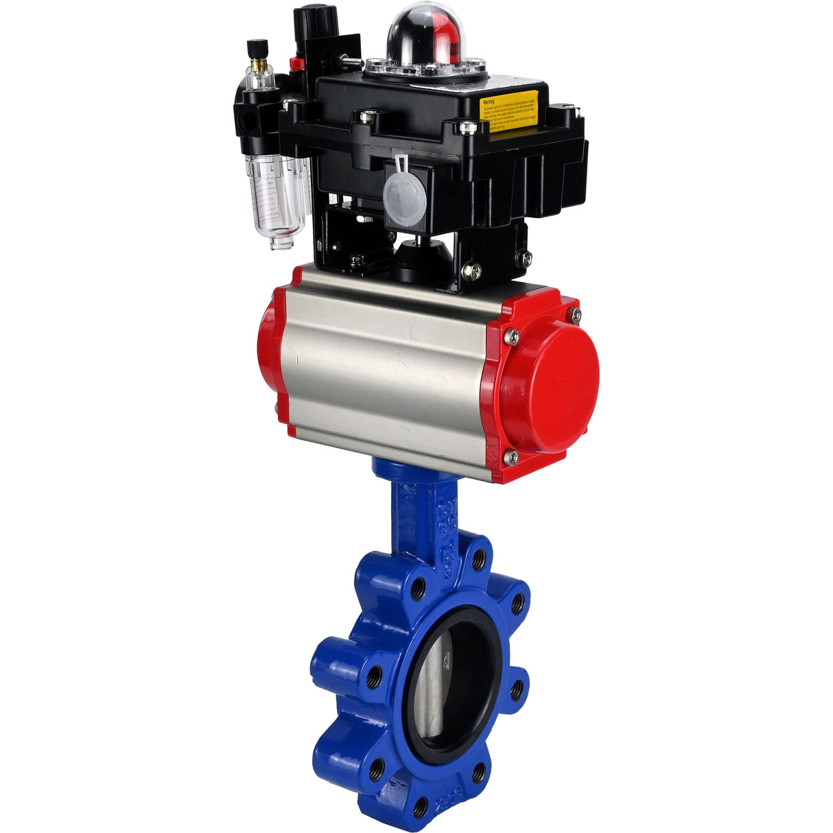 Wasser-Schmetterlingsventil Elephant WBV1631E-2W-Fb-H, Gehäusematerial - Gusseisen QT450, Scheibenmaterial - Edelstahl AISI 304, Dichtung - EPDM, pneumatischer Antrieb PA-SA mit Rückstellfedern, 4M310-08 24V, LSU APL-410N EX, ATU AFC2000