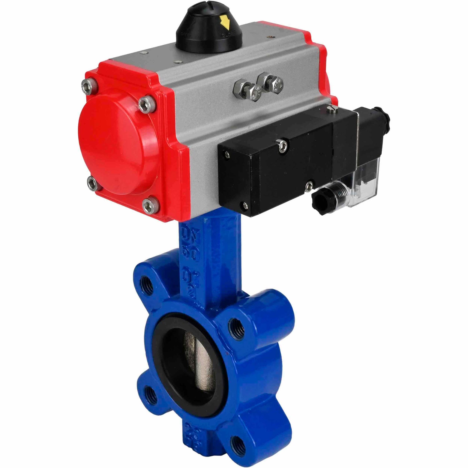 Wasser-Schmetterlingsventil Elephant WBV1631N-2W-Fb-H, Gehäusematerial - Gusseisen QT450, Scheibenmaterial - Edelstahl AISI 304, Dichtung - NBR, mit pneumatischem Doppelwirkungsantrieb PA-DA, 4M310-08 24V