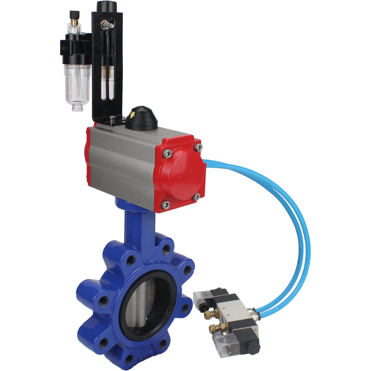 Wasser-Schmetterlingsventil Elephant WBV1631E-2W-Fb-H, Gehäusematerial - Gusseisen QT450, Scheibenmaterial - Edelstahl AISI 304, Dichtung - EPDM, pneumatischer Antrieb PA-SA mit Rückstellfedern, 4V320-08 220V ATU AFC2000