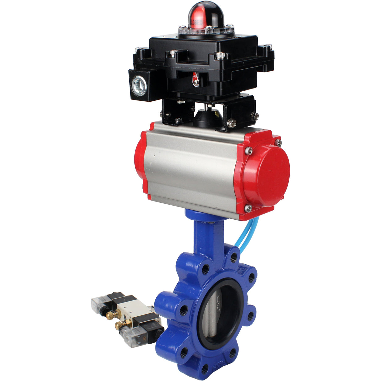 Water Butterfly Valve Elephant WBV1631N-2W-Fb-H, Gehäusematerial - Gusseisen QT450, Scheibenmaterial - Edelstahl AISI 304, Dichtung - NBR, pneumatischer Antrieb PA-SA mit Rückstellfedern, 4V320-10 220V, LSU APL-410N EX