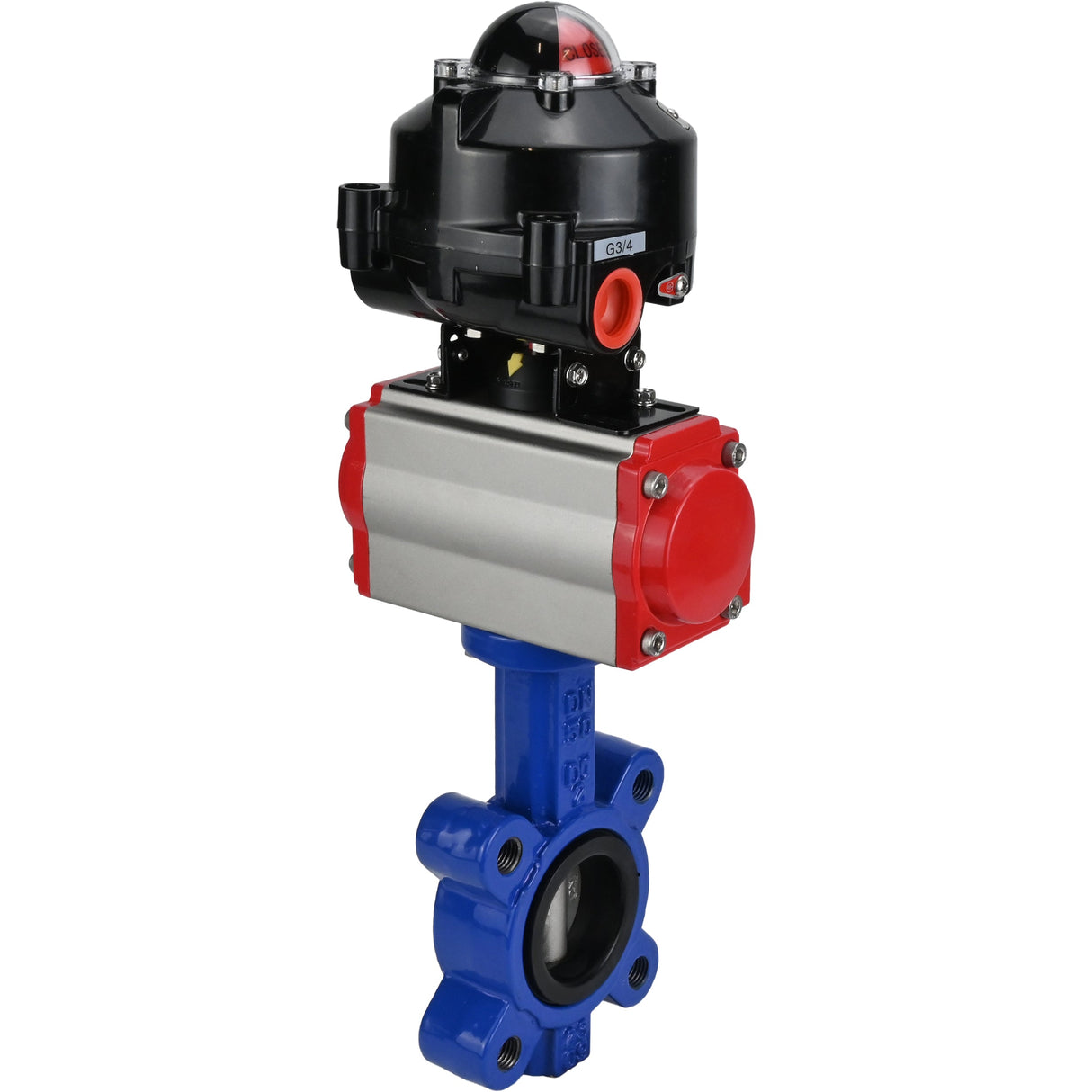 Wasser-Schmetterlingsventil Elephant WBV1631E-2W-Fb-H, Gehäusematerial - Gusseisen QT450, Scheibenmaterial - Edelstahl AISI 304, Dichtung - EPDM, mit pneumatischem Doppelwirkungsantrieb PA-DA, LSU APL-510N EX