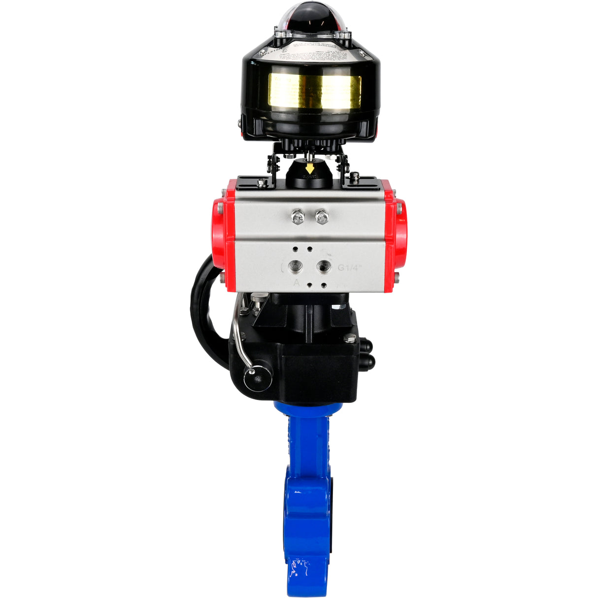 Wasser-Schmetterlingsventil Elephant WBV1631E-2W-Fb-H, Gehäusematerial - Gusseisen QT450, Scheibenmaterial - Edelstahl AISI 304, Dichtung - EPDM, mit pneumatischem Doppelwirkungsantrieb PA-DA, Handrad MON, LSU APL-510N EX